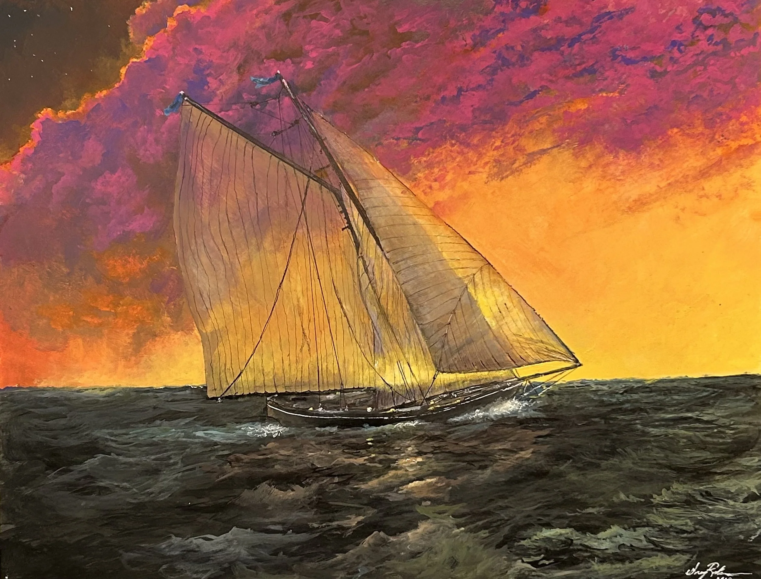"Sailboat Sunset" - ACR 16x20