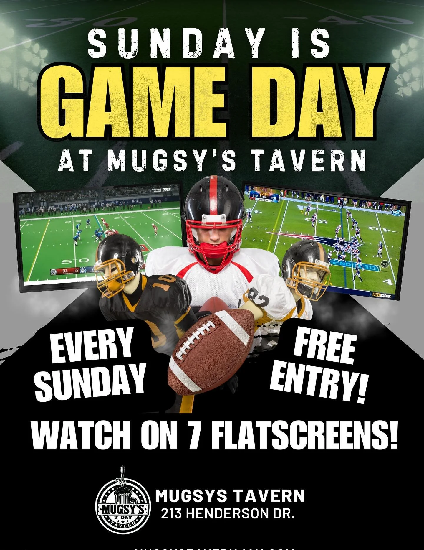 The games are rolling and the cold beer is flowing!! Bring your crew out to Mugsys and cheer your team on today and let us handle the rest!!