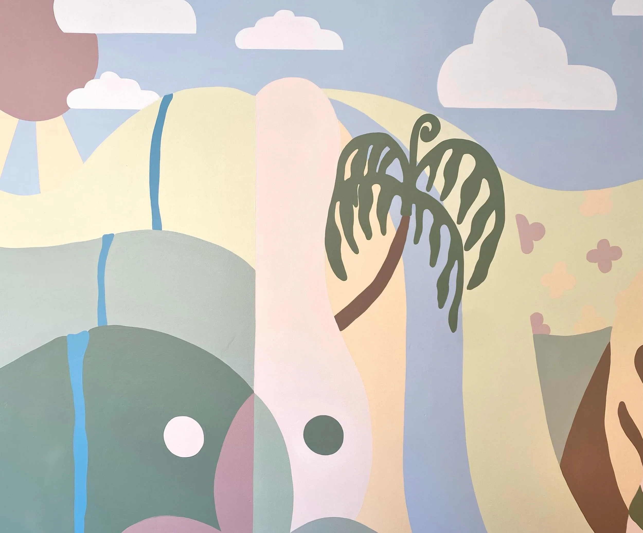 A little close up of this mural I recently created for Welcome Bay Community Centre 🖼️

For those who know don&rsquo;t know Welcome Bay, it is an area of Tauranga made up of rolling hills, bush and the well loved Kaiate falls (I am forever recommend