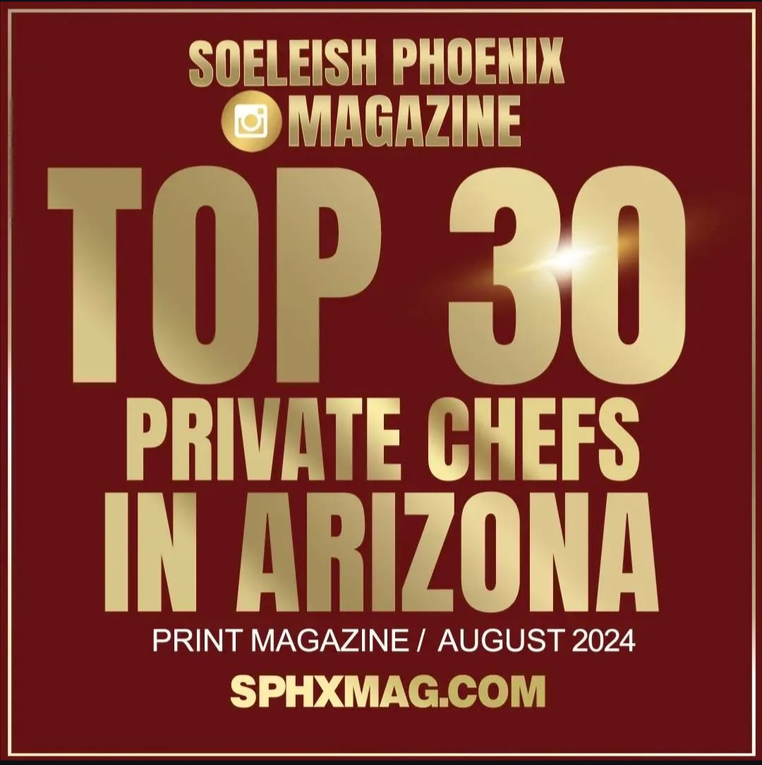 Cover of SoLeish Phoenix Magazine, August 2024, featuring a headline about the top 30 private chefs in Arizona.