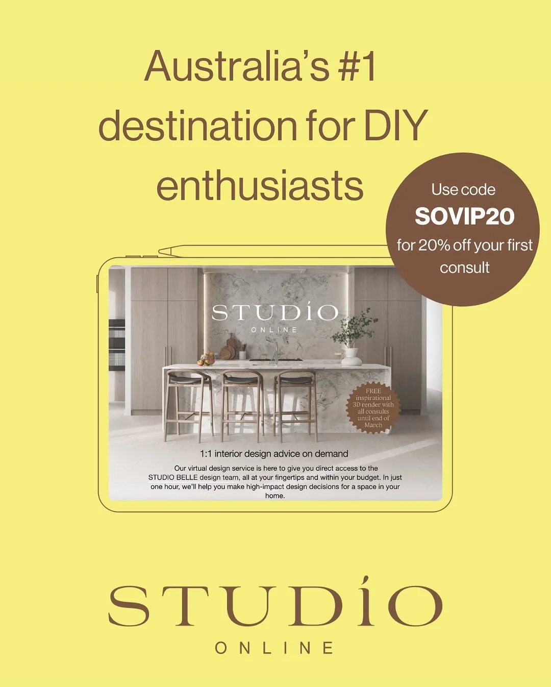 💥 Australia&rsquo;s # 1 Interior Design Service is here! 💥

Access to top-tier interior design advice is now available at your fingertips from anywhere in Australia. Use code SOVIP20 for 20% off your first consult. Offer valid until April 1st 2025.