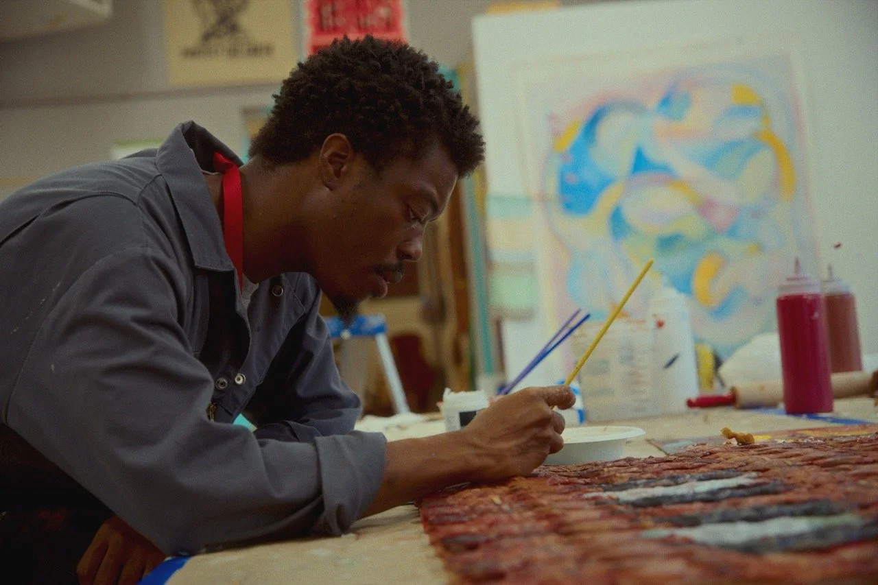 Jermaine working on artwork while at Rose's studio, The Stew, in Washington, DC.