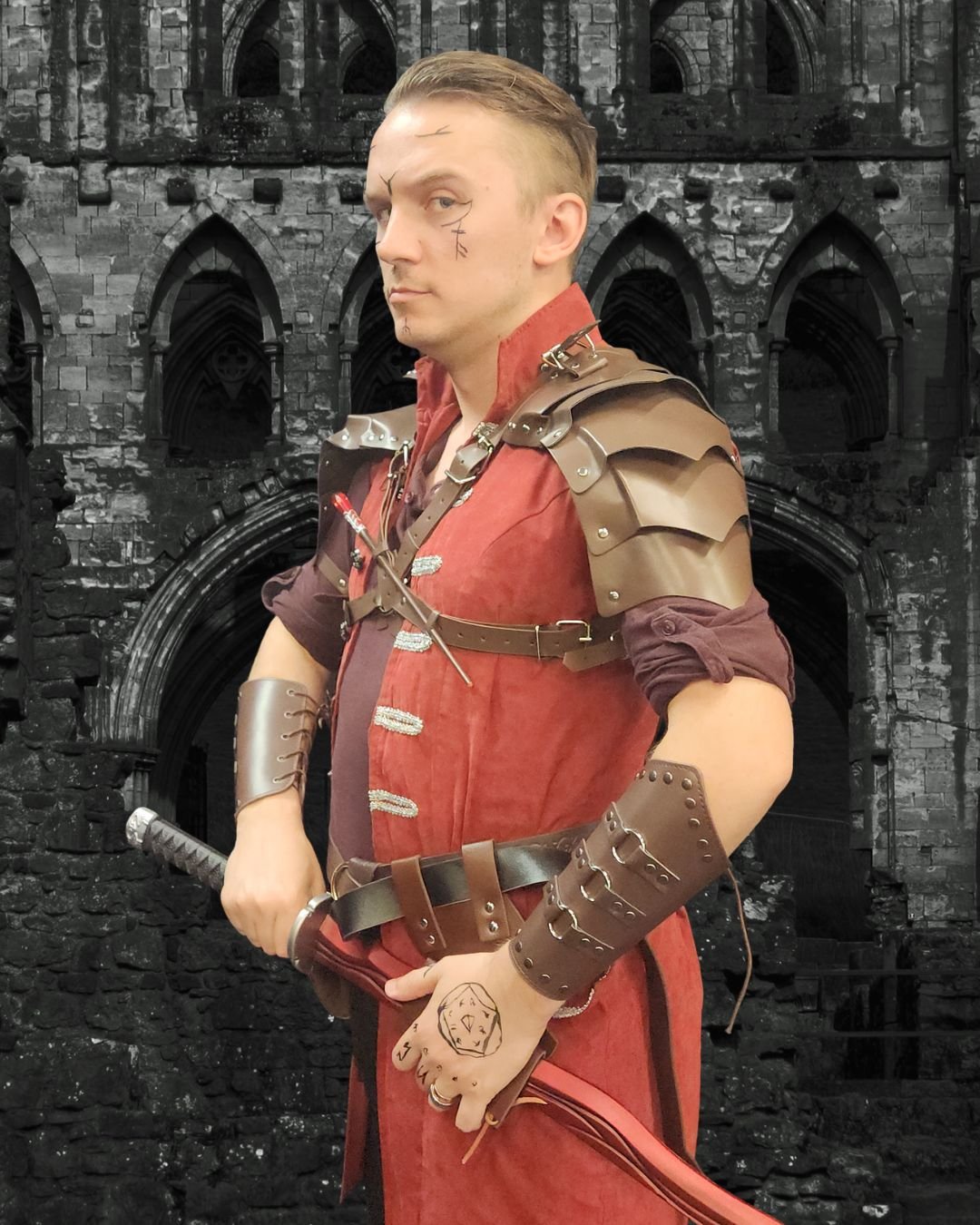 MEET THE HEROES:  Sevan the Sanguine
Dhampir Fighter&mdash;Eldrich Knight
Played by Matt Ness

Sevan is a bloodthirsty mercenary with a heart of gold. Although his goals in life involve getting rich, seizing immense power, and basking in the blood an