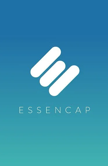 Logo with three white, rounded bars on a blue gradient background above the word 'ESSENCAP' in white letters.
