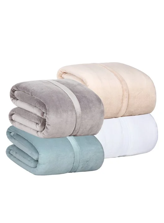 Stacked and folded Serasoft blankets