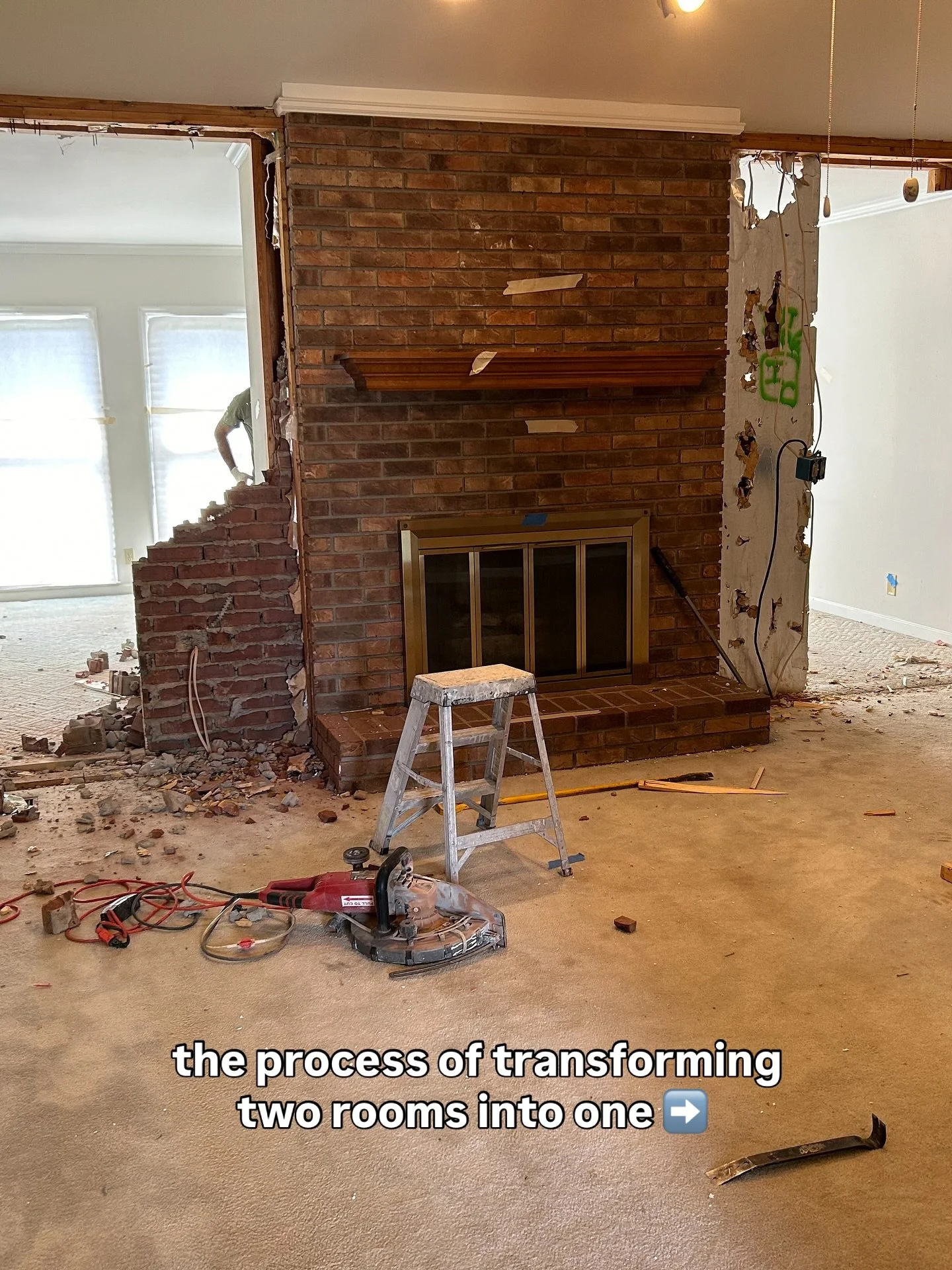 Turning two rooms into one big room with the fireplace as the centerpiece ➡️

We gave this area a modern update while still keeping some character from the brick fireplace. Swipe through to see the transformation!

#homereno #homeremodel #nashvilleco