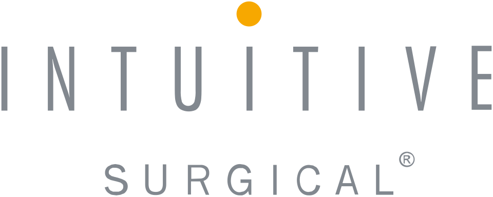 Intuitive Surgical logo with the word 'INTUITIVE' in gray letters and an orange dot above the letter 'I', and 'SURGICAL' underneath.