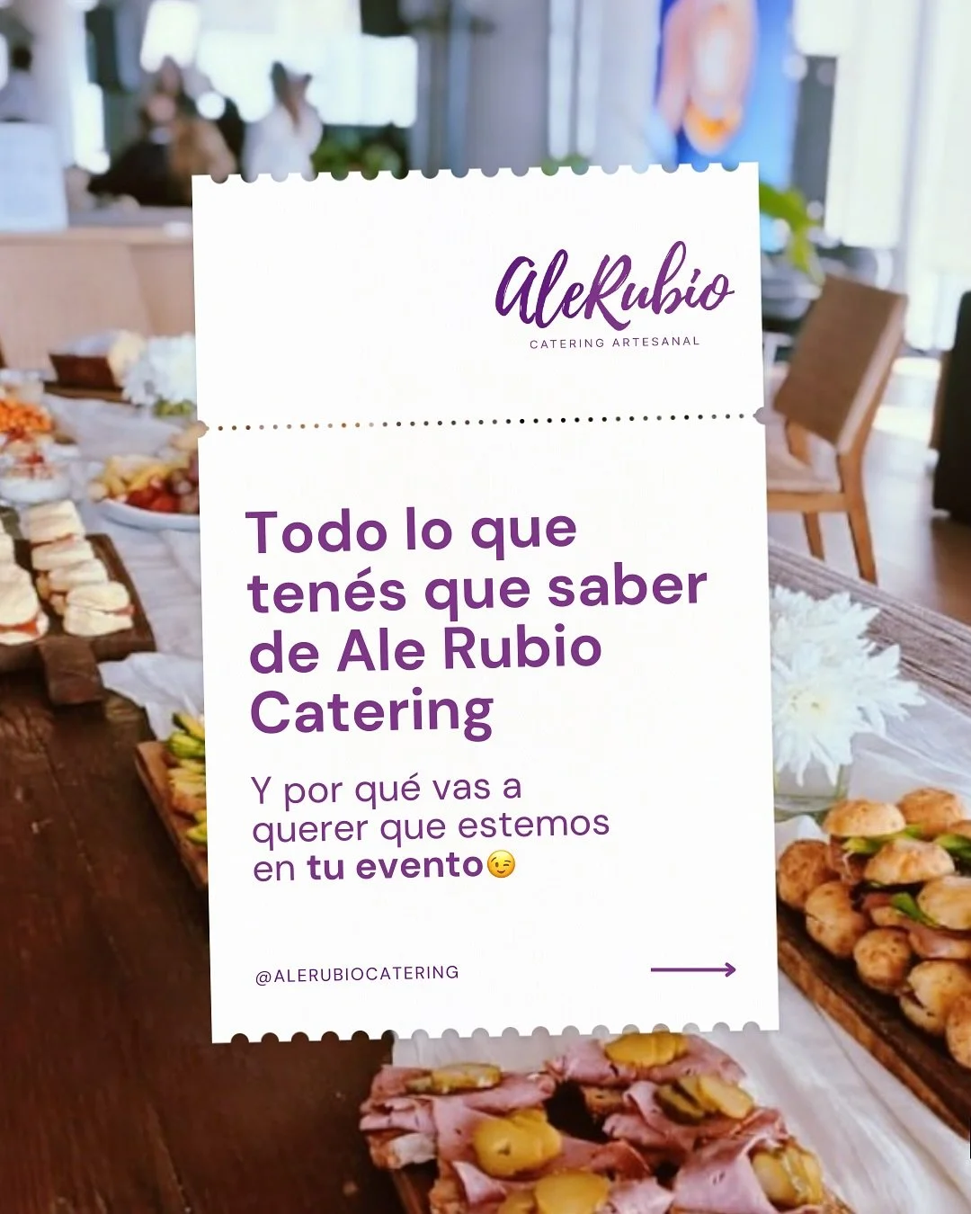 Ac&aacute; vas a encontrar TODO lo que ten&eacute;s que saber de Ale Rubio Catering 👩🏻&zwj;🍳

&iquest;Quienes somos?
&iquest;Cu&aacute;les son nuestros servicios?
&iquest;D&oacute;nde estamos?
&iquest;Tenemos punto de retiro?
&iquest;C&oacute;mo s