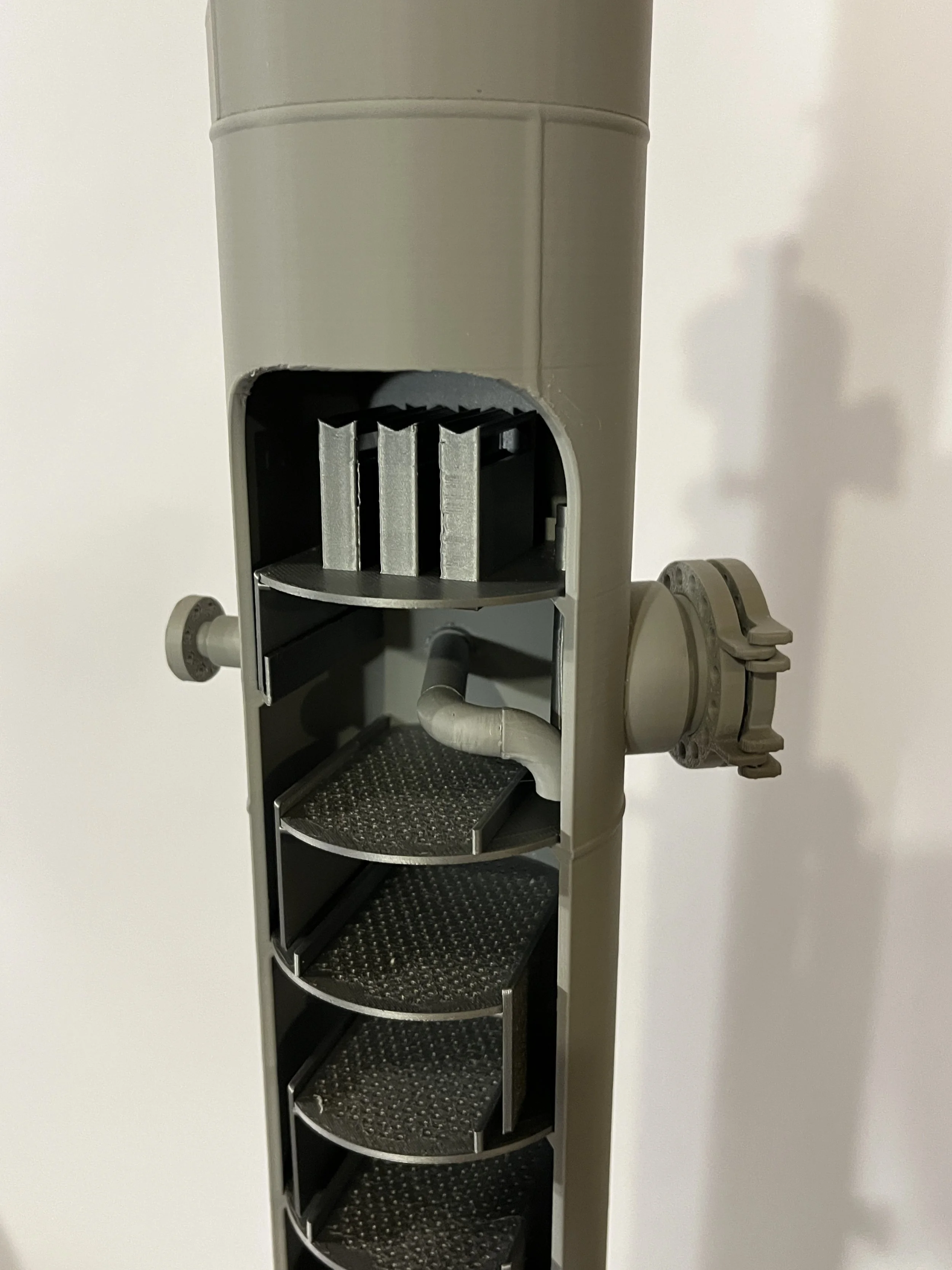 3D printed amine contactor column model