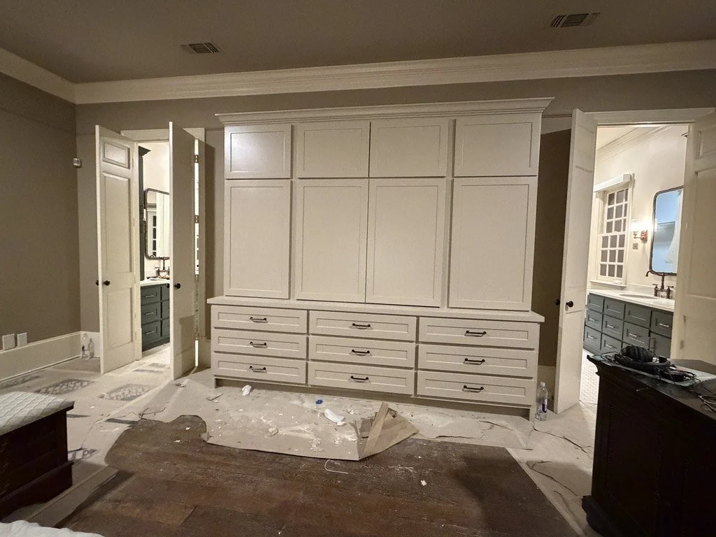Custom built-in wall cabinets and drawers