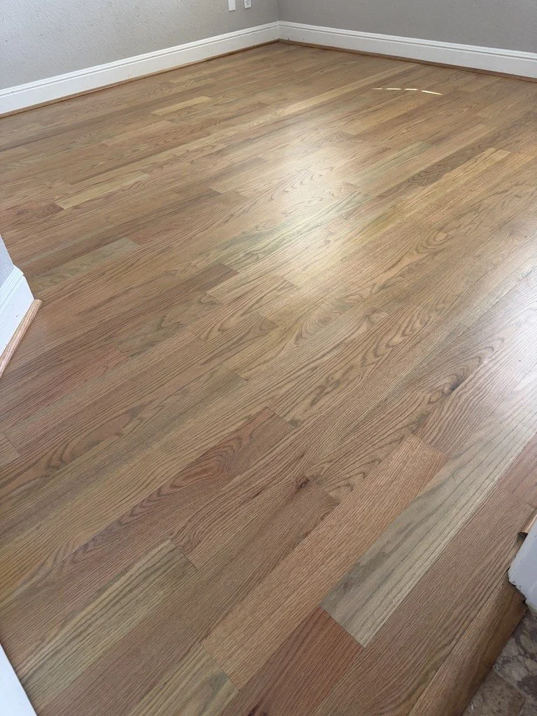 Smooth sanded and refinished oak hardwood floor