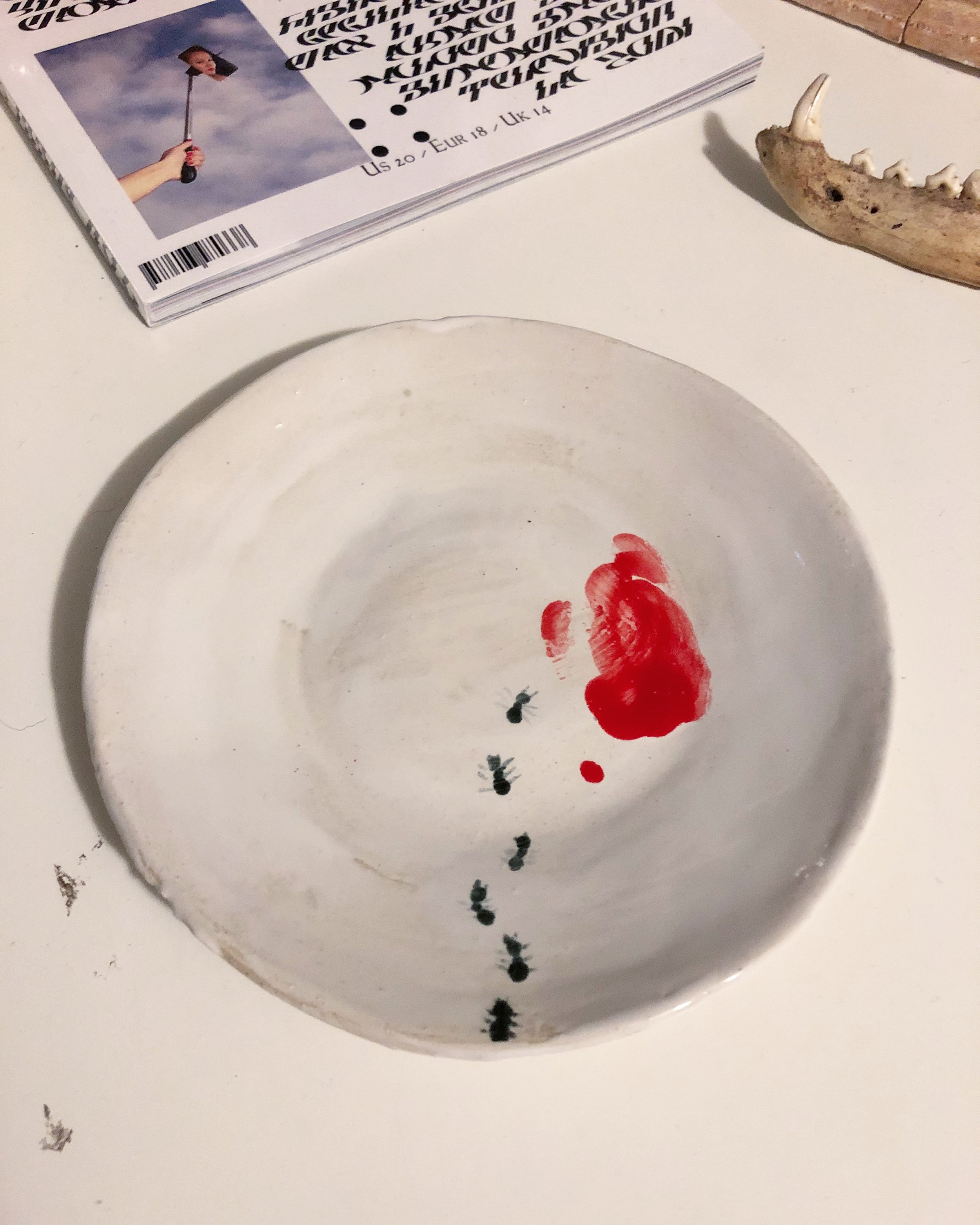   Catch-up! , 2018, Ceramic, 9x9x1 inches 