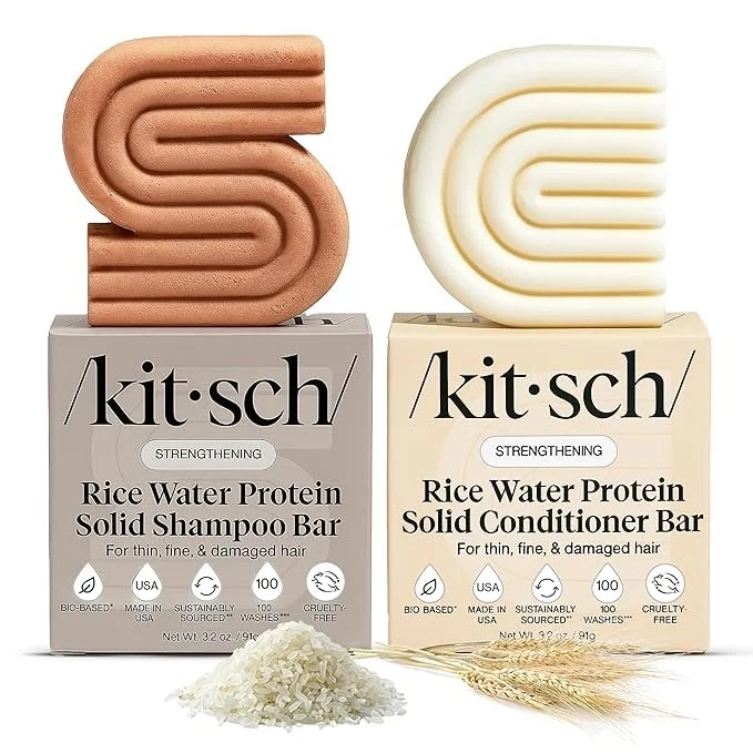 SAVE 33% - Kitsch Rice Water Protein Solid Shampoo and Conditioner Set (4.3 rating, 16k+ reviews)