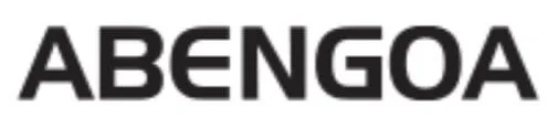 Logo de la marca Abengoa en letras negras sobre fondo blanco.