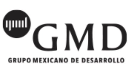 Logotipo del Grupo Mexicano de Desarrollo con un icono circular a la izquierda y las letras GMD a la derecha, bajo el texto 'Grupo Mexicano de Desarrollo'.