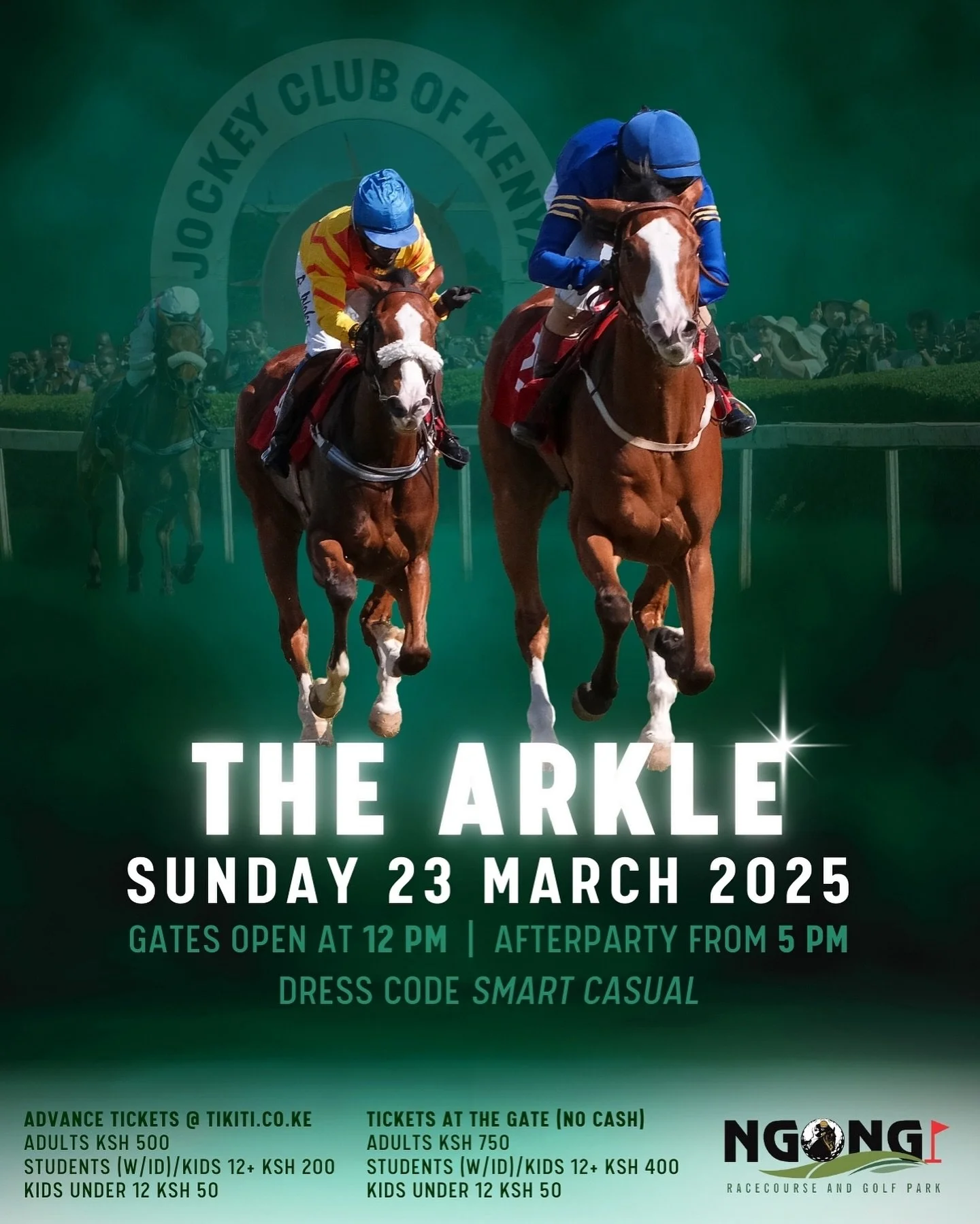 The Arkle race day is on Sunday, 23 March, 2025 between 12 PM and 5 PM at Ngong Racecourse. (Tickets in bio)

Don&rsquo;t miss a fashionable afternoon of exciting horse racing alongside a selection of food and drink, a curated pop-up market, and fami
