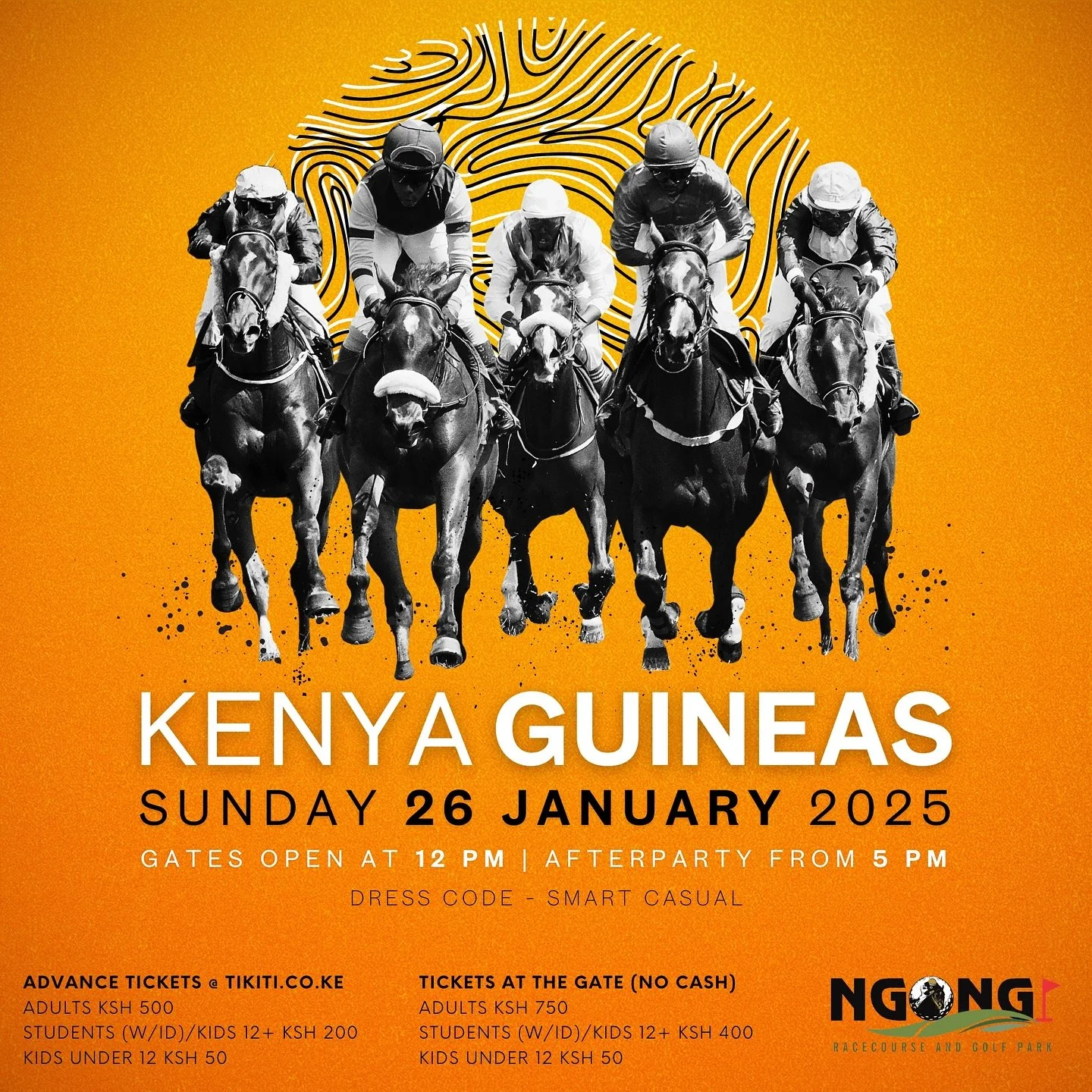 The prestigious Kenya Guineas race day is on Sunday, 26 January between 12 PM and 5 PM at Ngong Racecourse. (Ticket link in bio)

Watch the first of the 2025 classic horse races and enjoy an afternoon featuring delectable food and drink, a curated po
