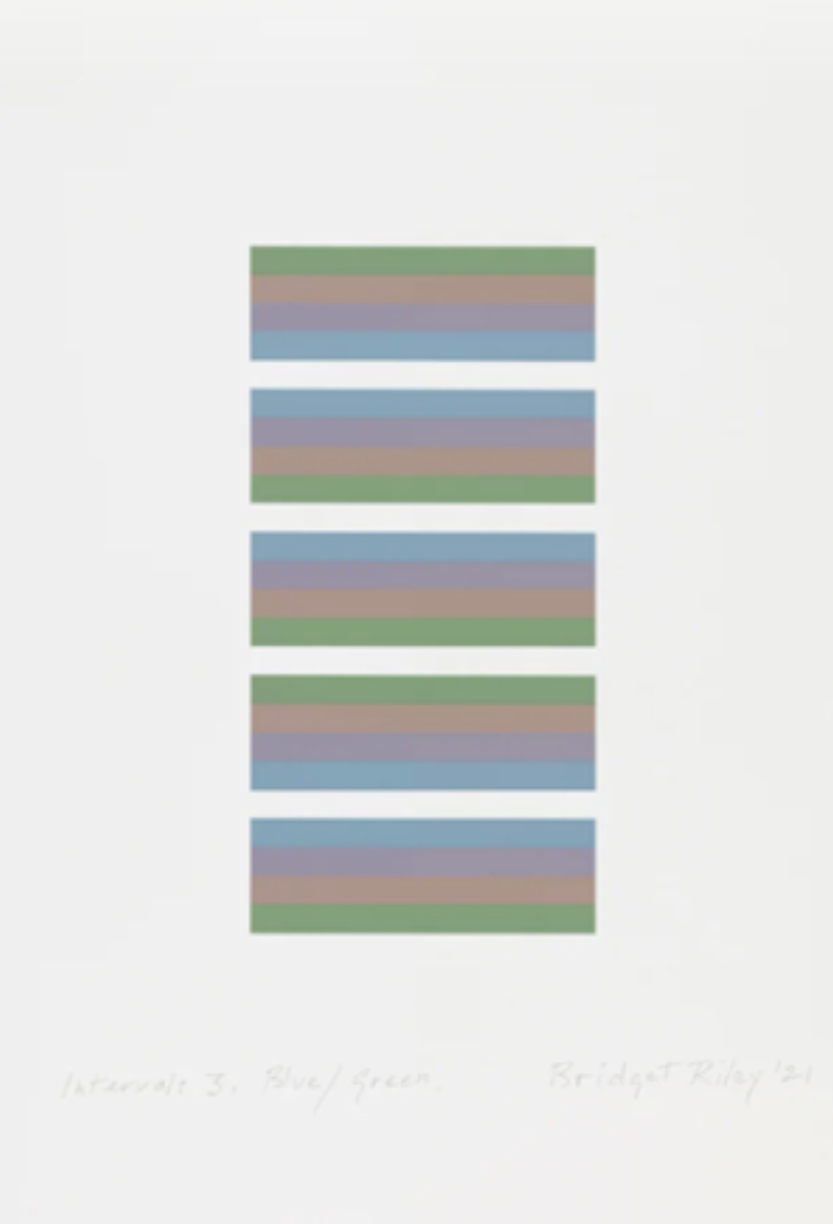 Intervals 3: Blue/Green | 2021, Screenprint in 4 colours on paper, Edition of 75 plus AP’s, 55.2 x 38.1 cm  (sheet), £
