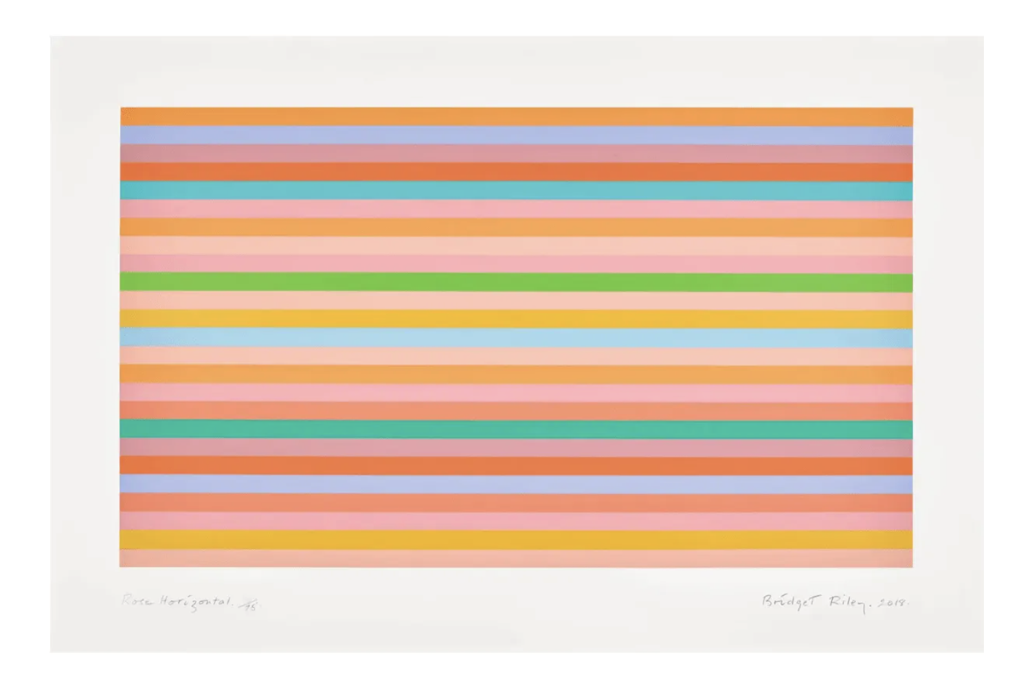 Rose Horizontal | 2018, Screenprint in 12 colours plus white under print on Fabrino 5 paper, Edition of 75 plus 10 AP’s, 64.3 x 97.6 cm (sheet), £