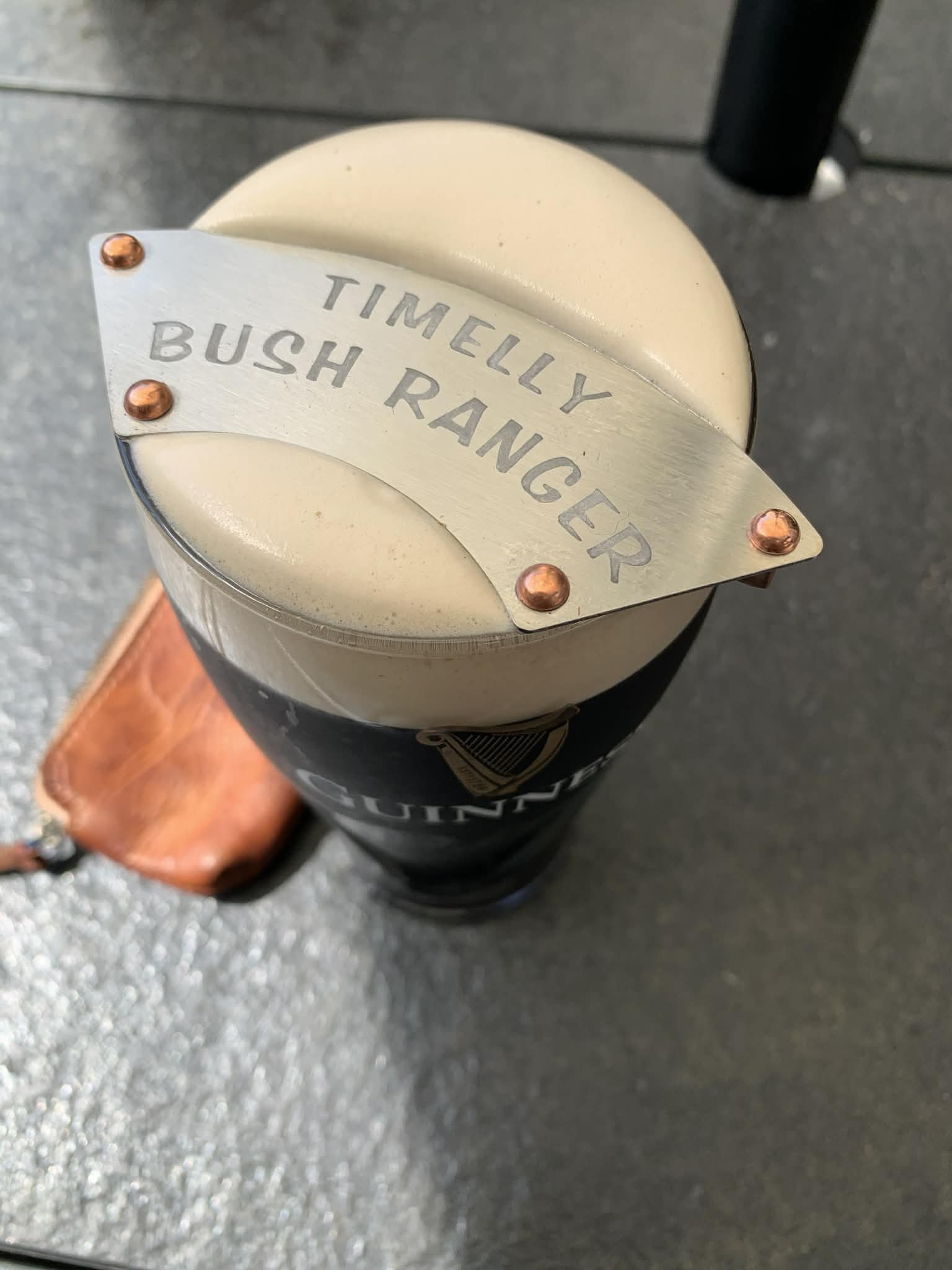 Personalised TiMelly bush ranger on a glass of Guinness.jpg