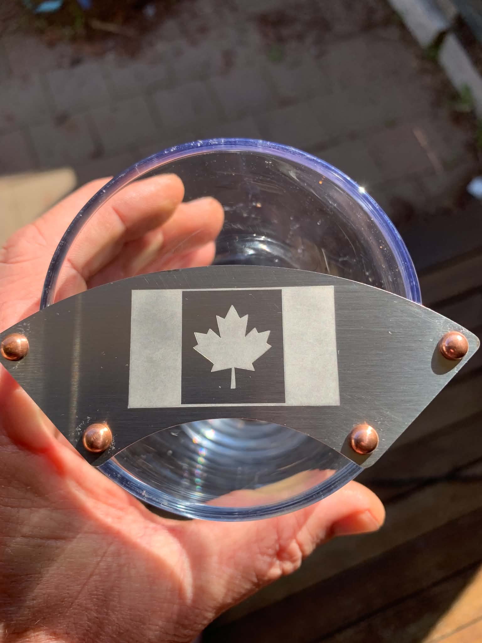 Bush Ranger moustache guard with Canadian flag etched on it