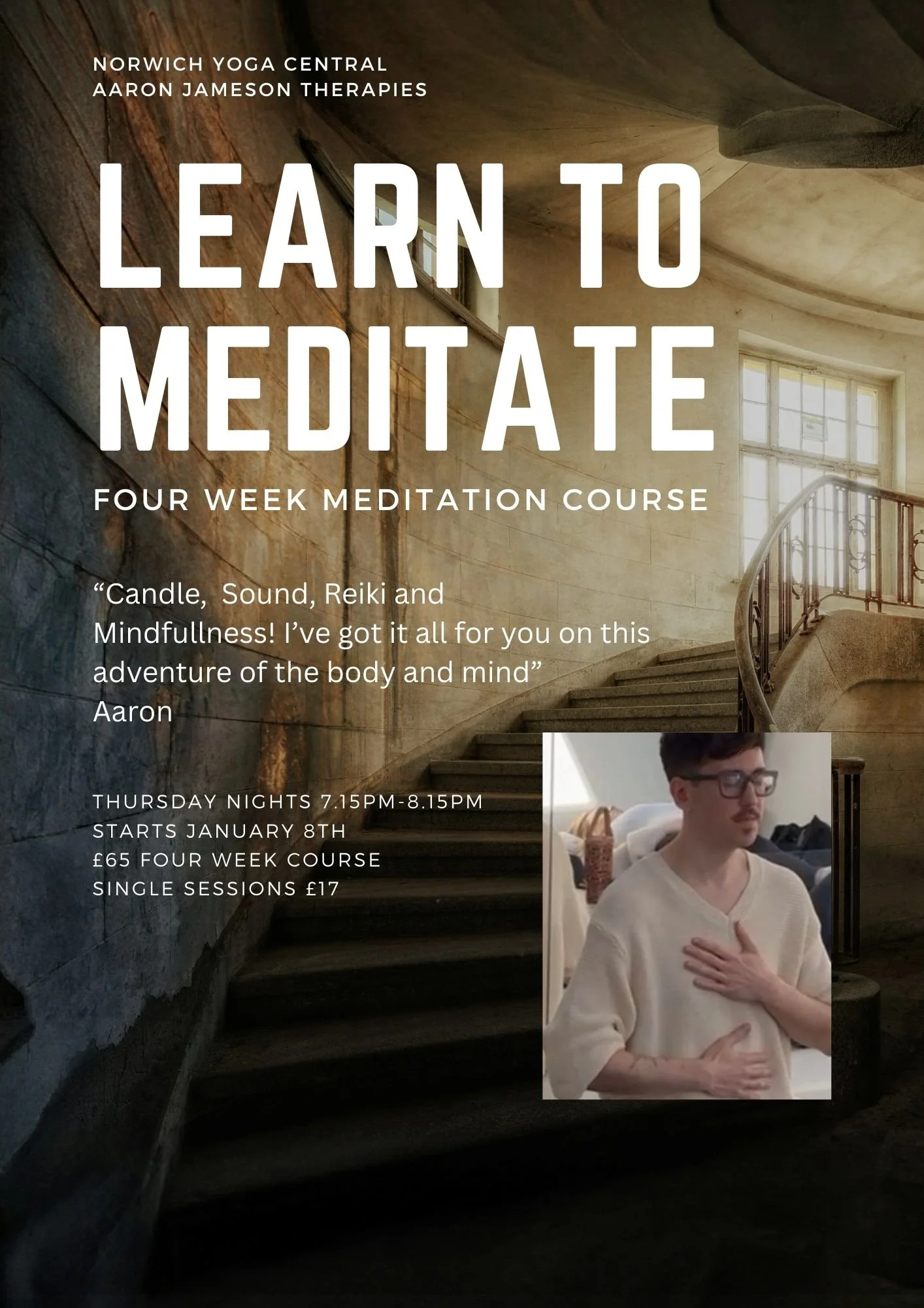 Poster advertising a women's gathering titled 'Sister Moon', featuring a profile of a woman with long blonde hair in a sunflower field during sunset, with event details and dates listed.