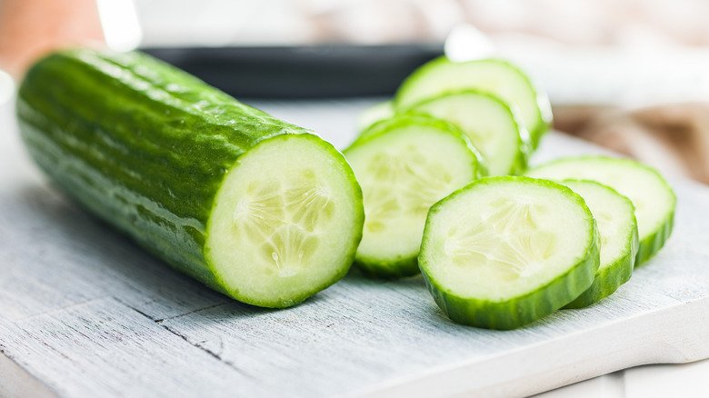 Sliced cucumbers