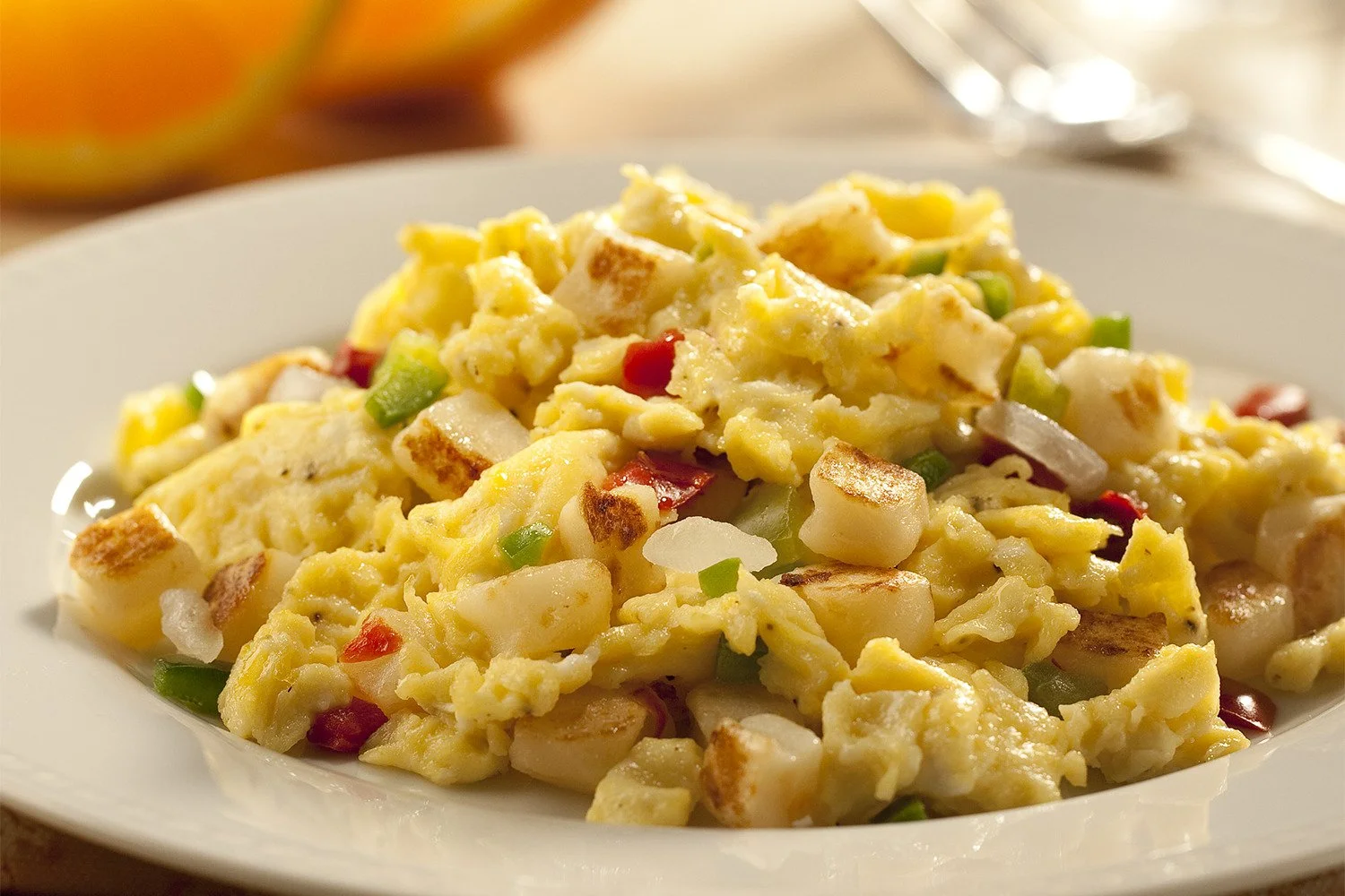 Modified potato egg cheese scramble