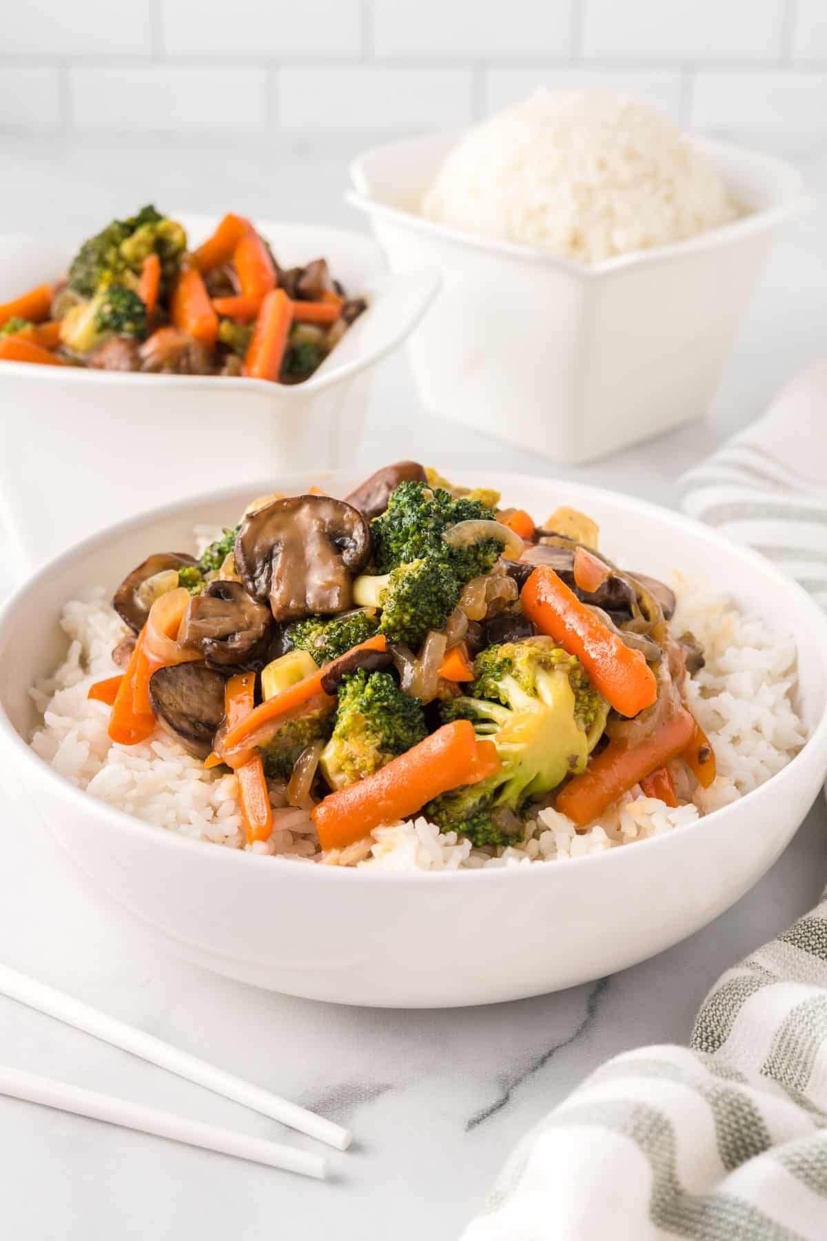 Teriyaki/veg/white rice