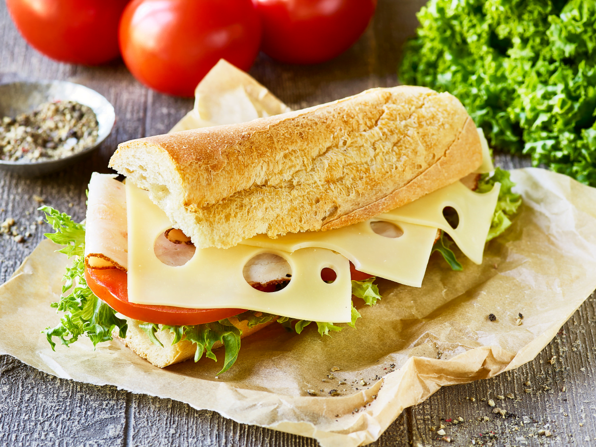 Swiss cheese sliced