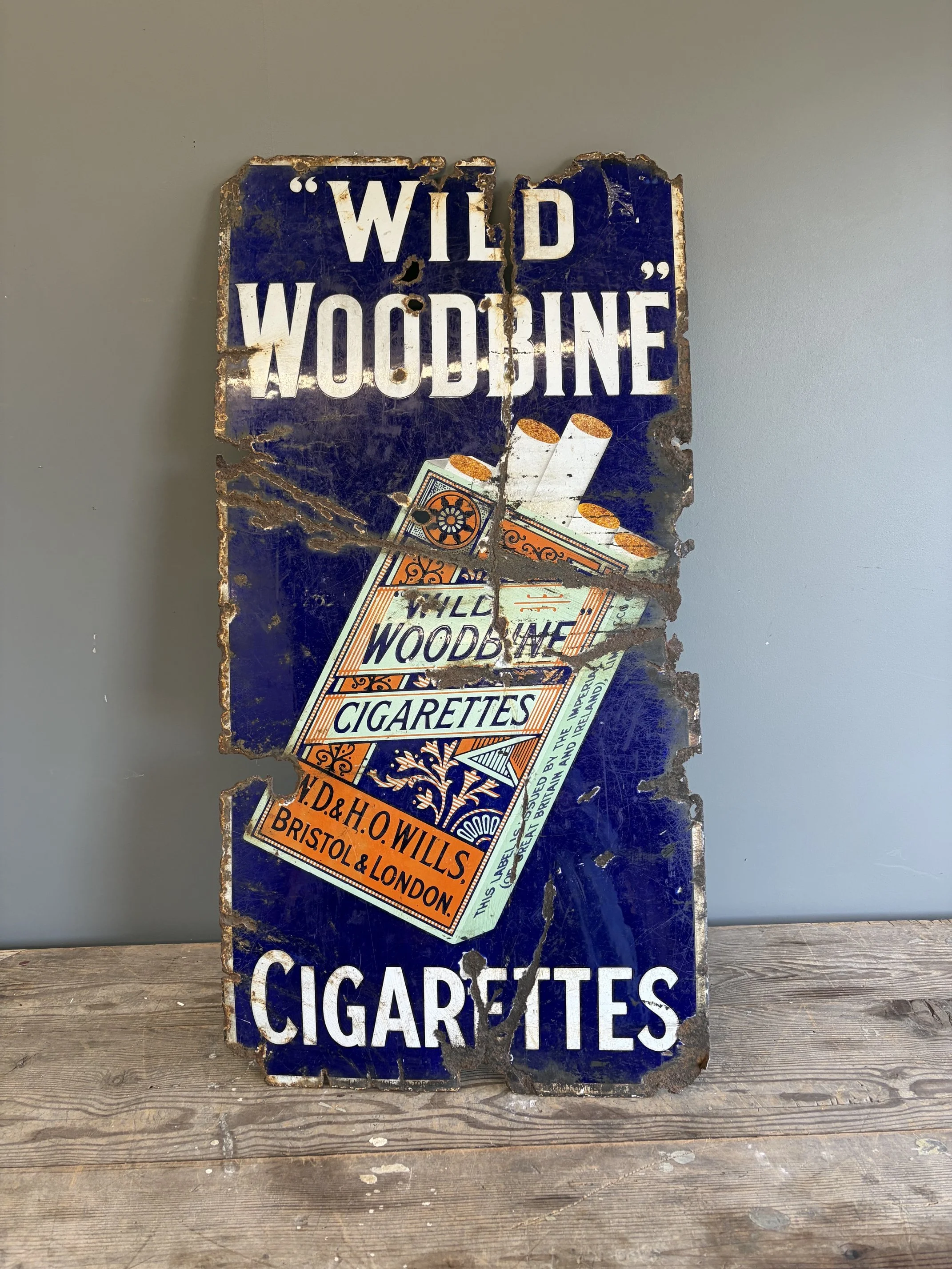 Original 'Wild Woodbine' Enamel Advertising Sign