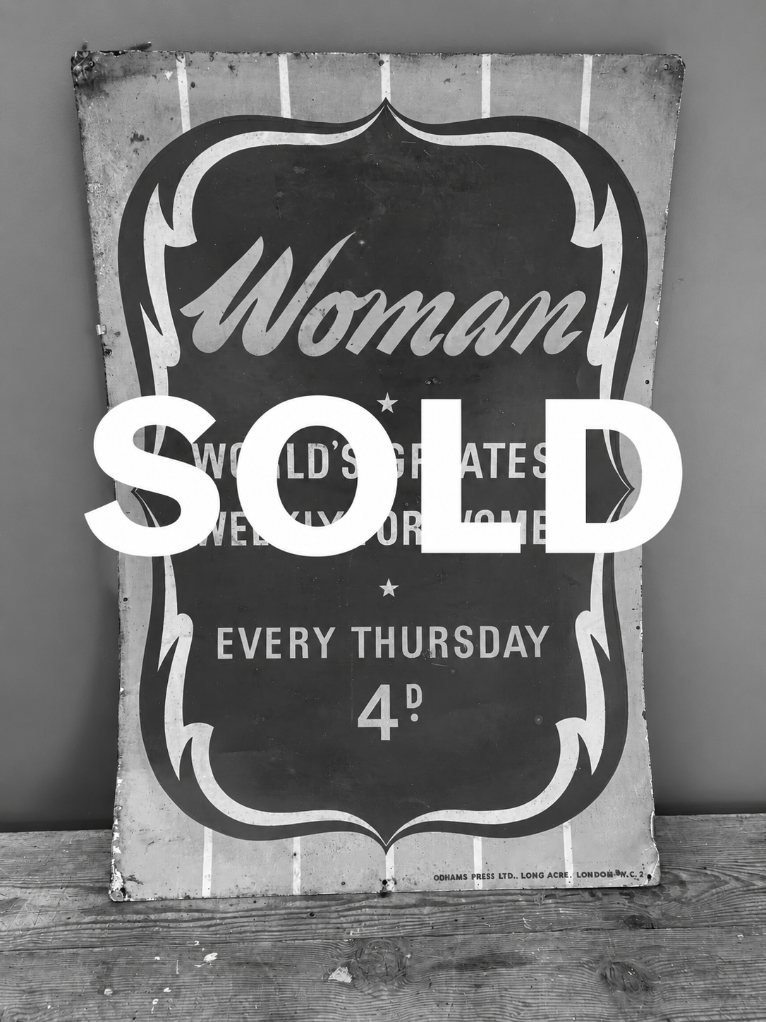 Original Vintage Vintage "Woman" Magazine Tin Advertising Sign