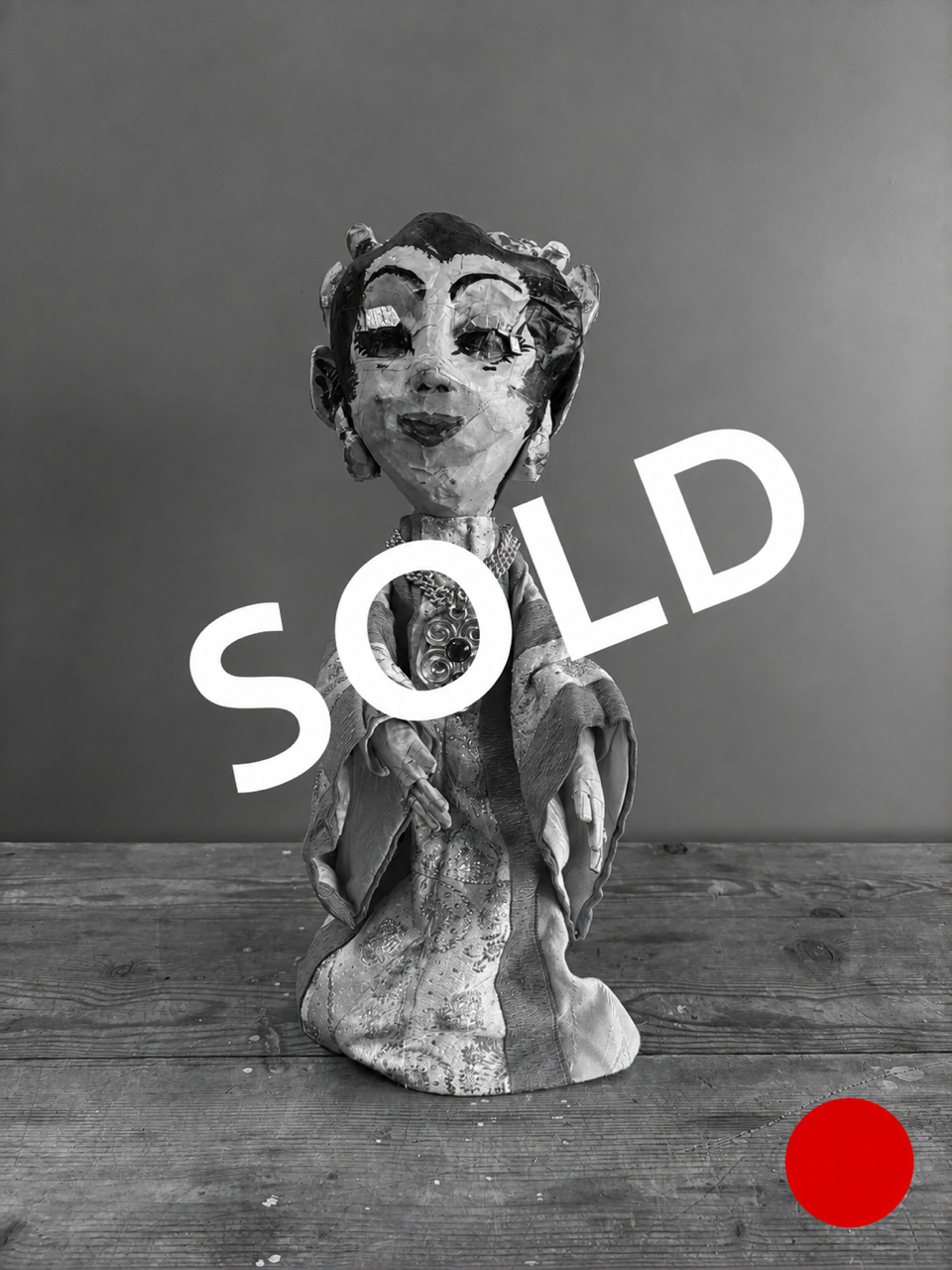 Hand Crafted Papier-Máchè Puppet on a Display Stand