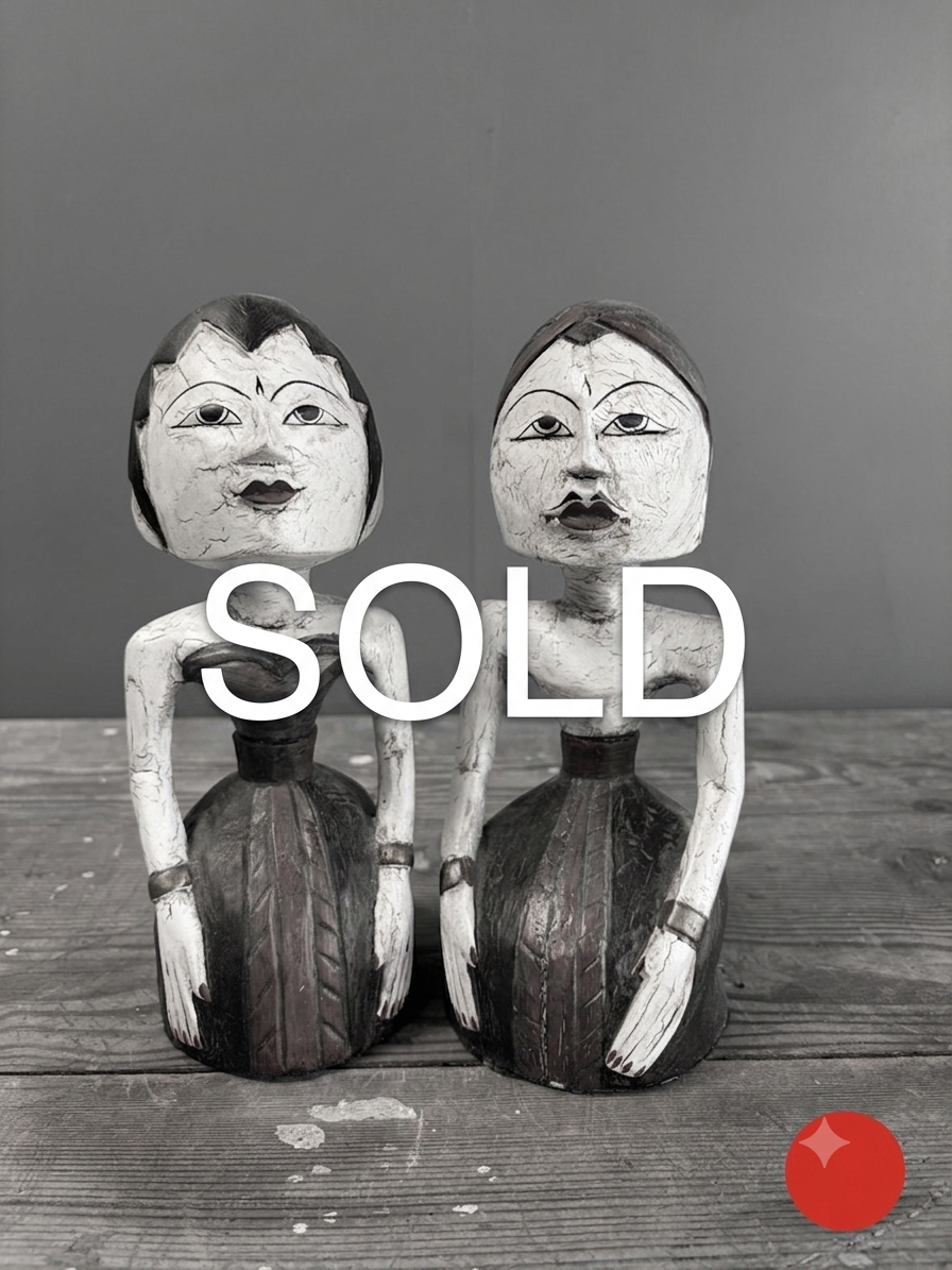Hand Painted Indonesian Folk Art Statues