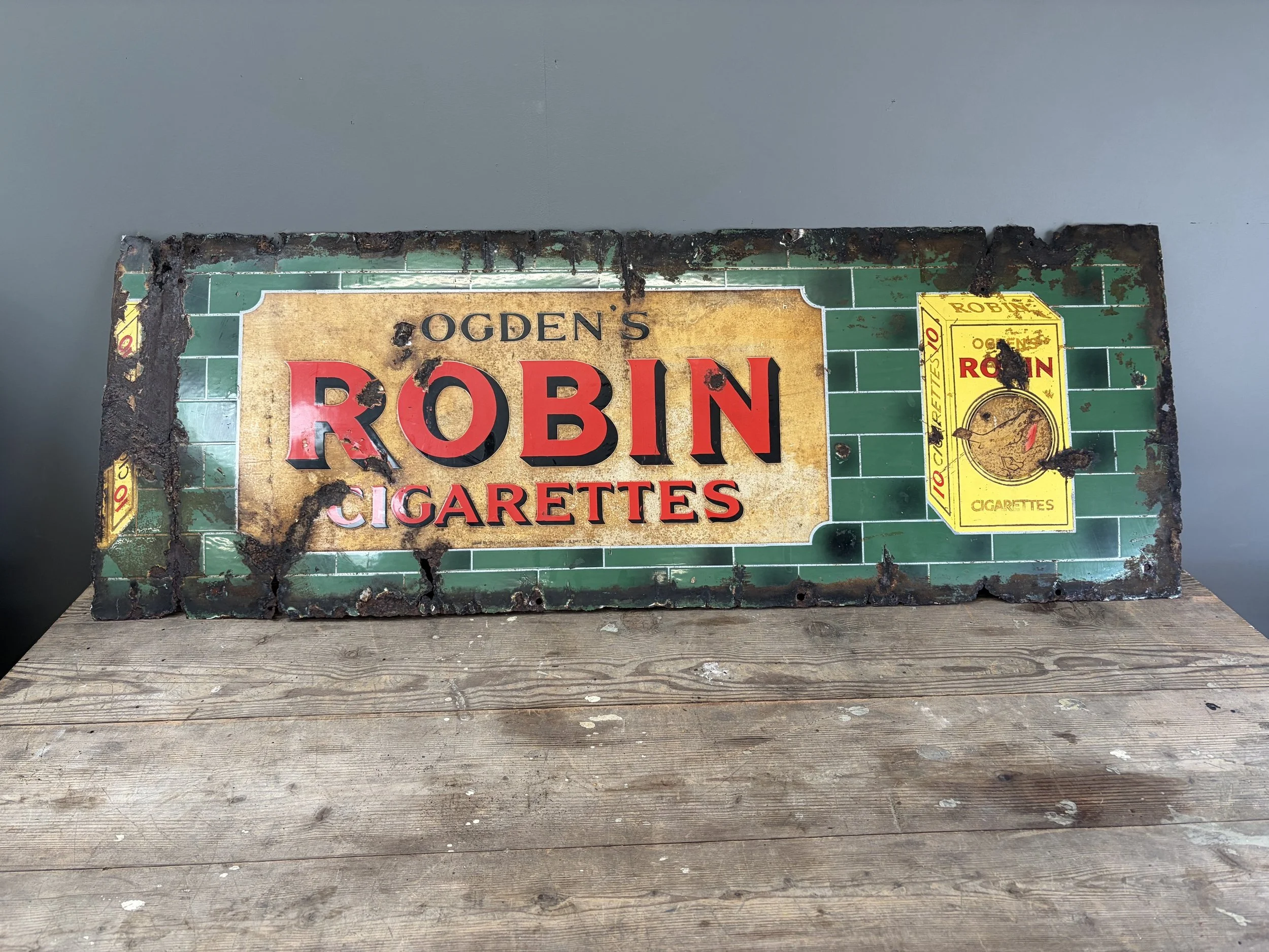 Robin Cigarettes" Enamel Advertising Sign