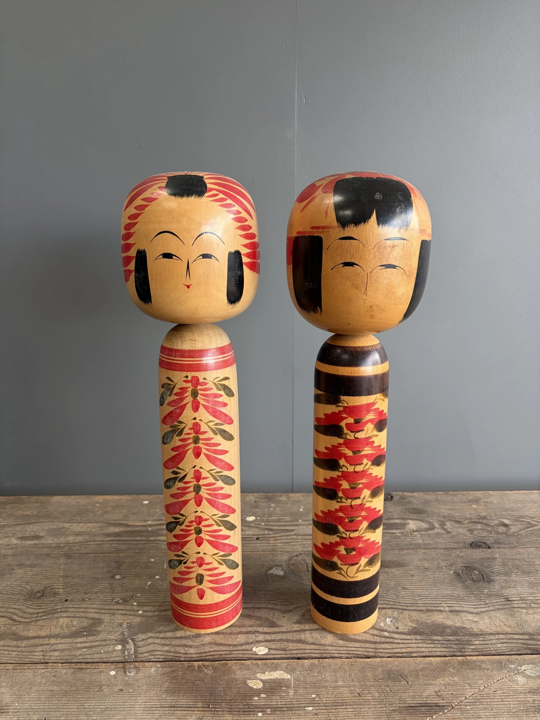 SOLD- Vintage Japanese Kokeshi Dolls (Can be purchased as a pair or individually)