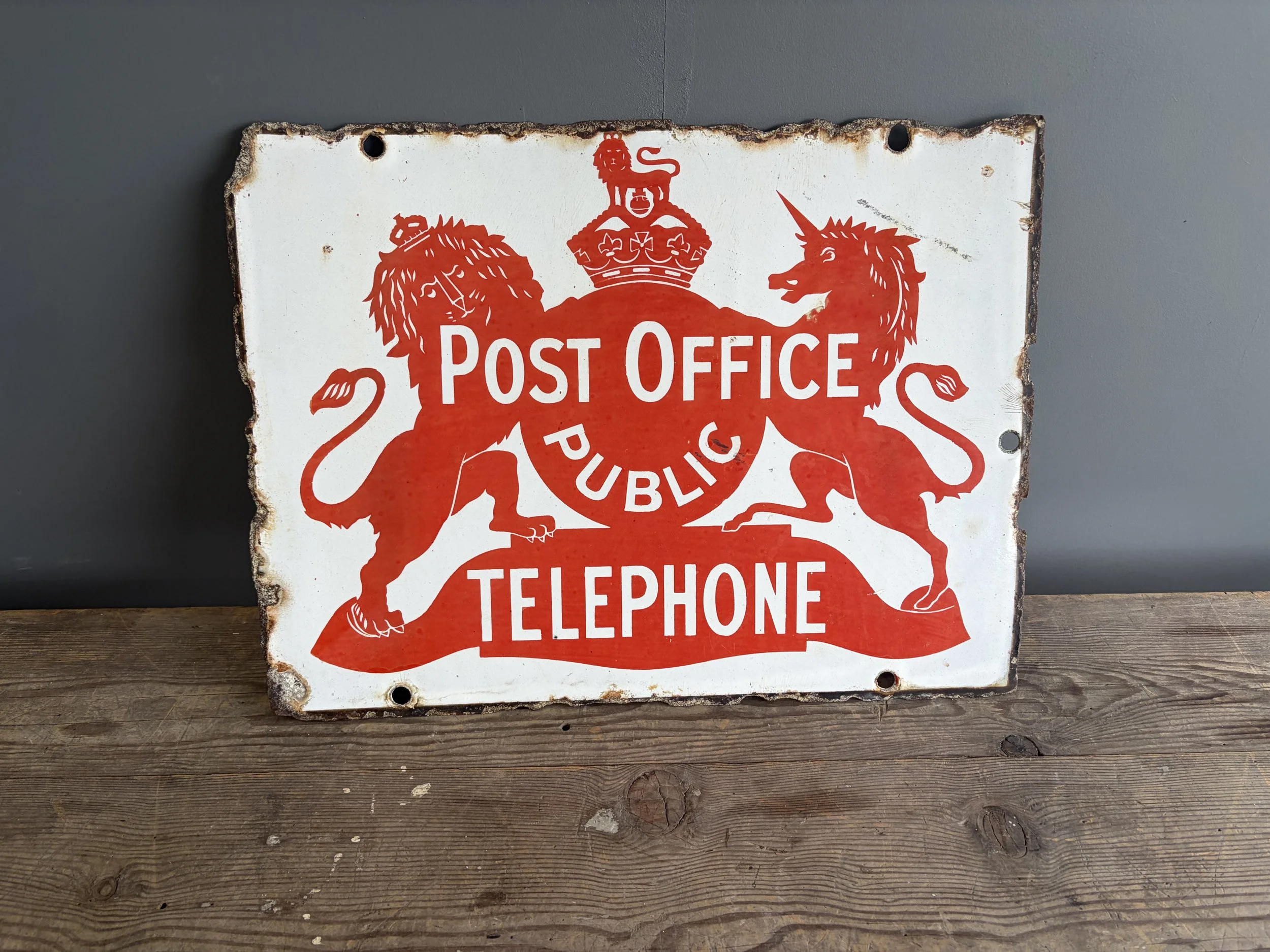 SOLD - Original 'Post Office Public Telephone' double sided enamel sign
