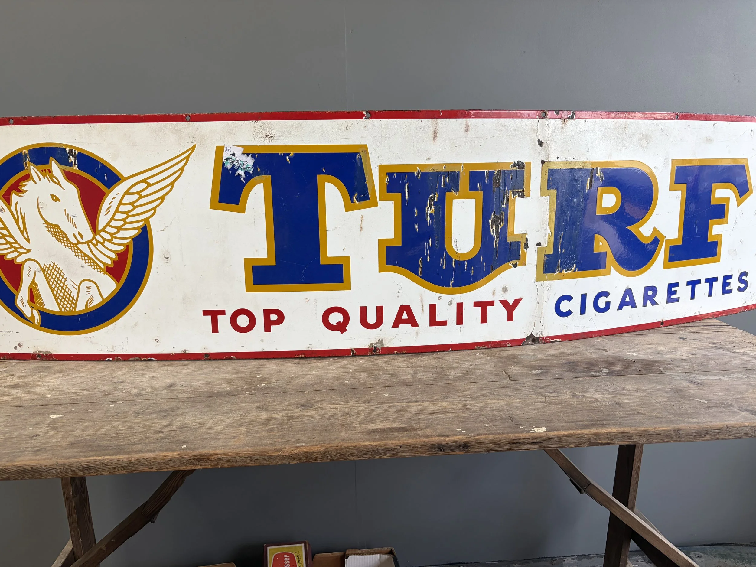 Original Vintage Large 'Turf Cigarettes' Enamel Sign