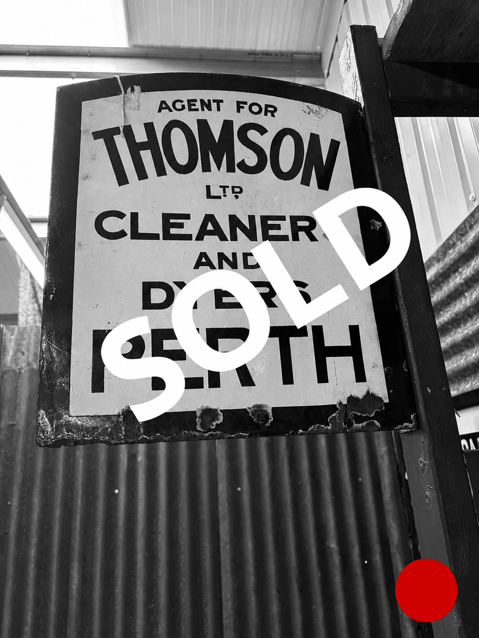 Vintage Enamel Advertising sign for 'Thomson's Dye Works"