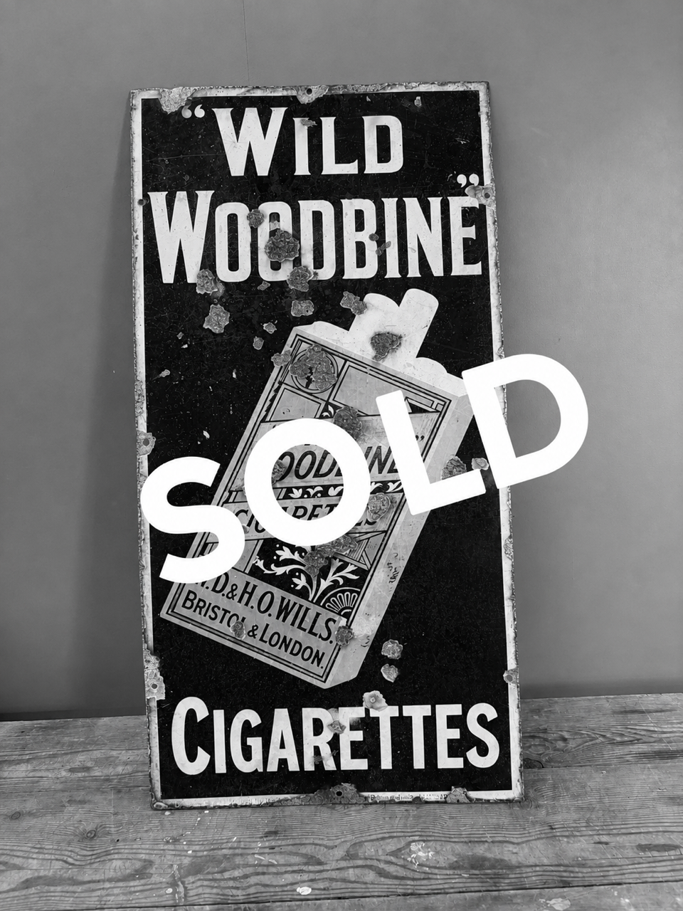 Original Vintage "Wild Woodbine" Enamel Advertising Sign 