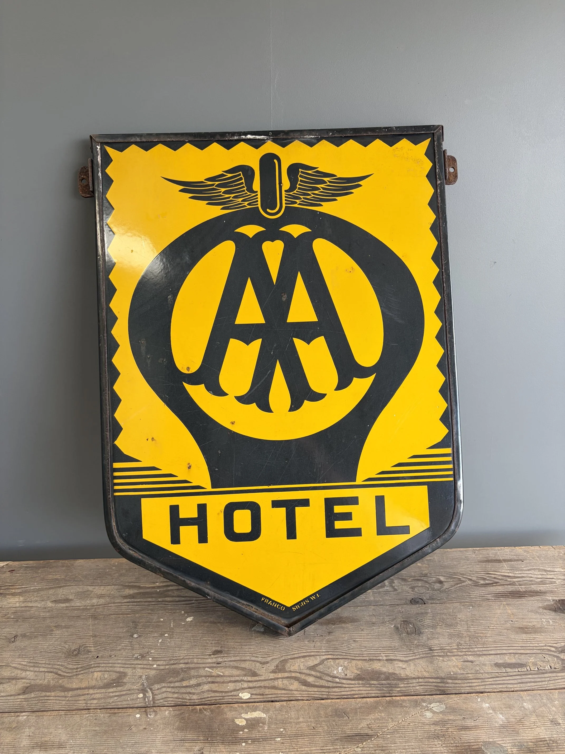 Vintage AA HOTEL Enamel Sign
