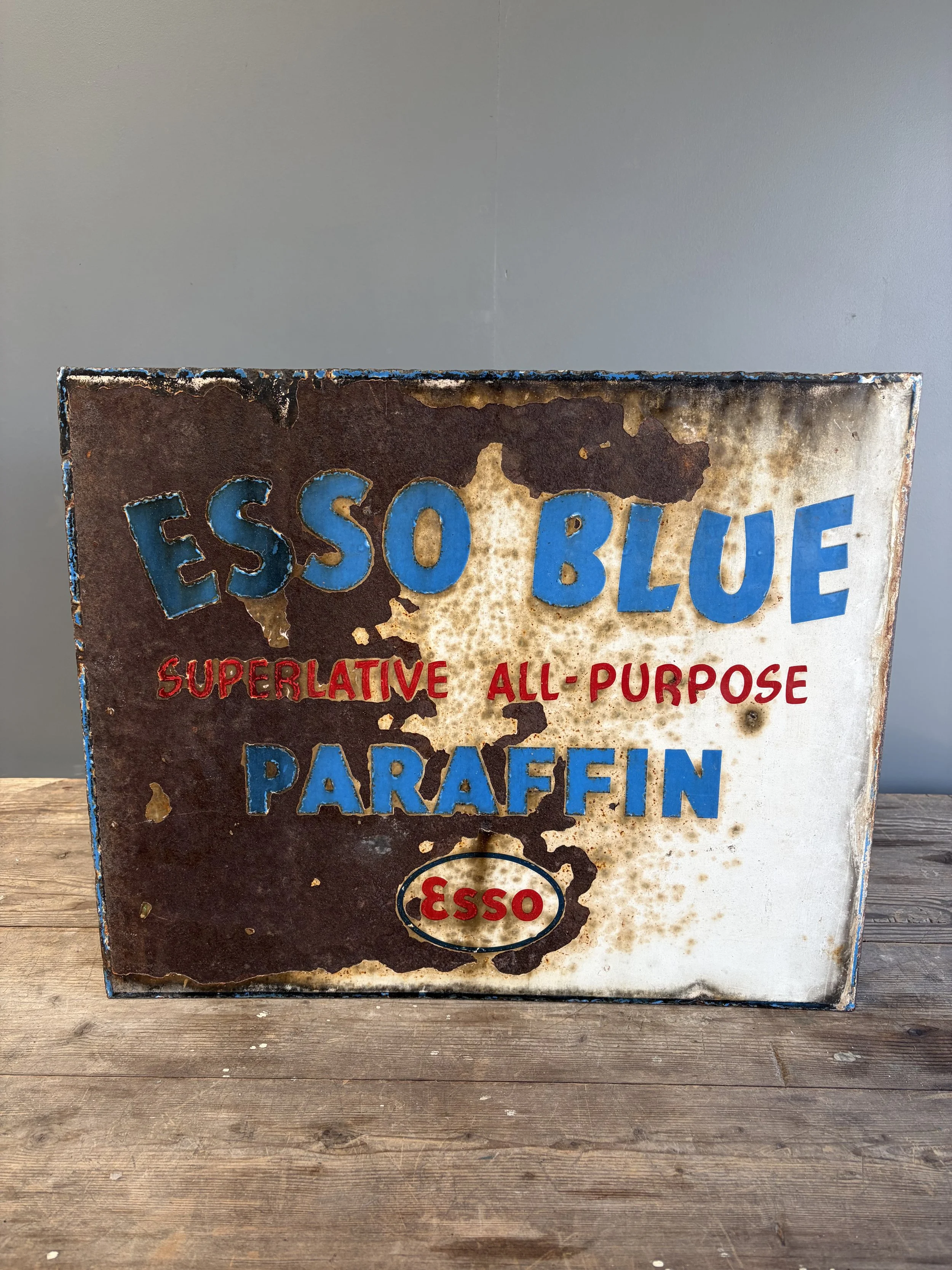 SOLD - Original ESSO Blue Enamel Sign