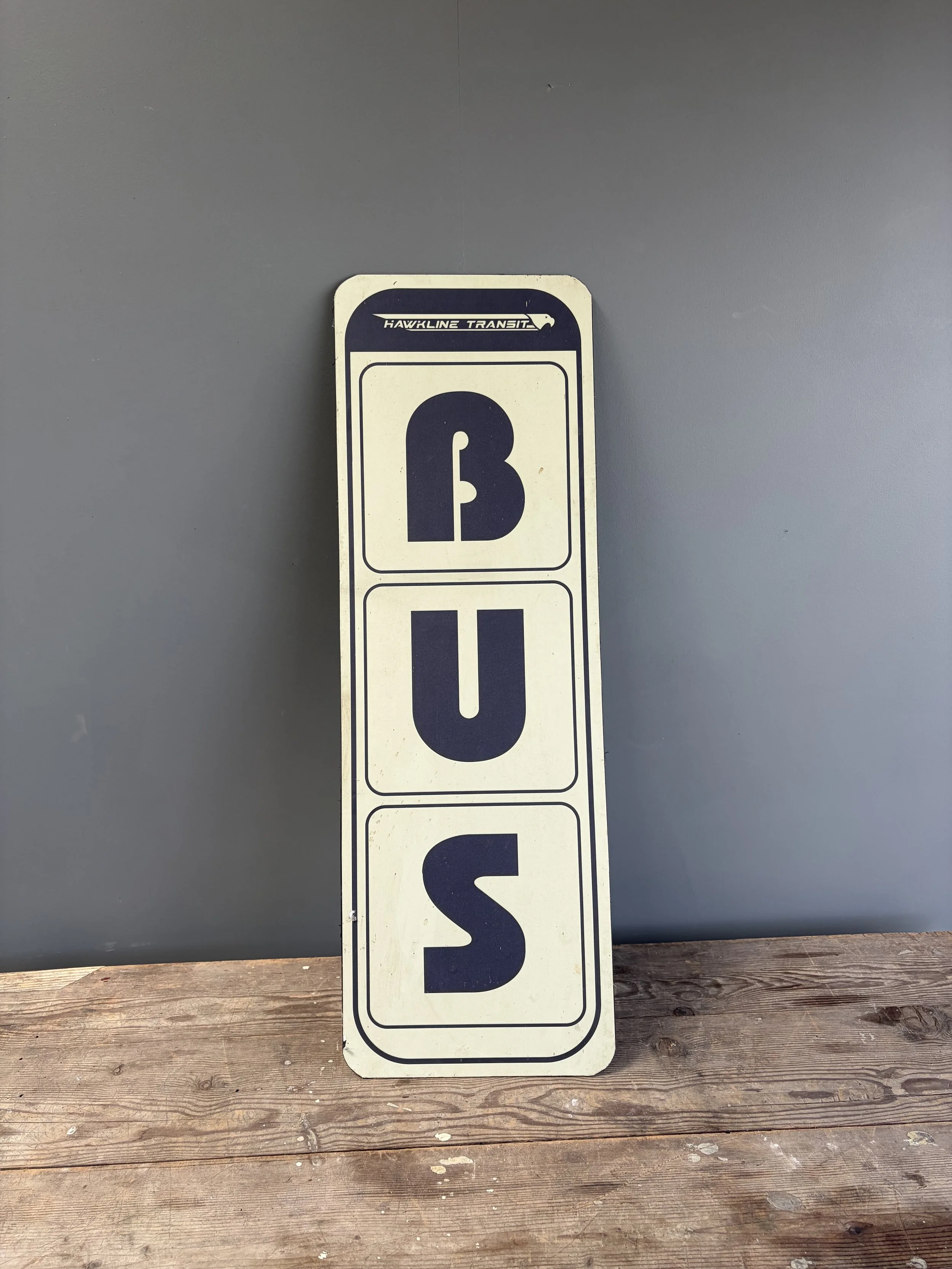 SOLD - Original Vintage 'Hawkline Transit' Bus Sign