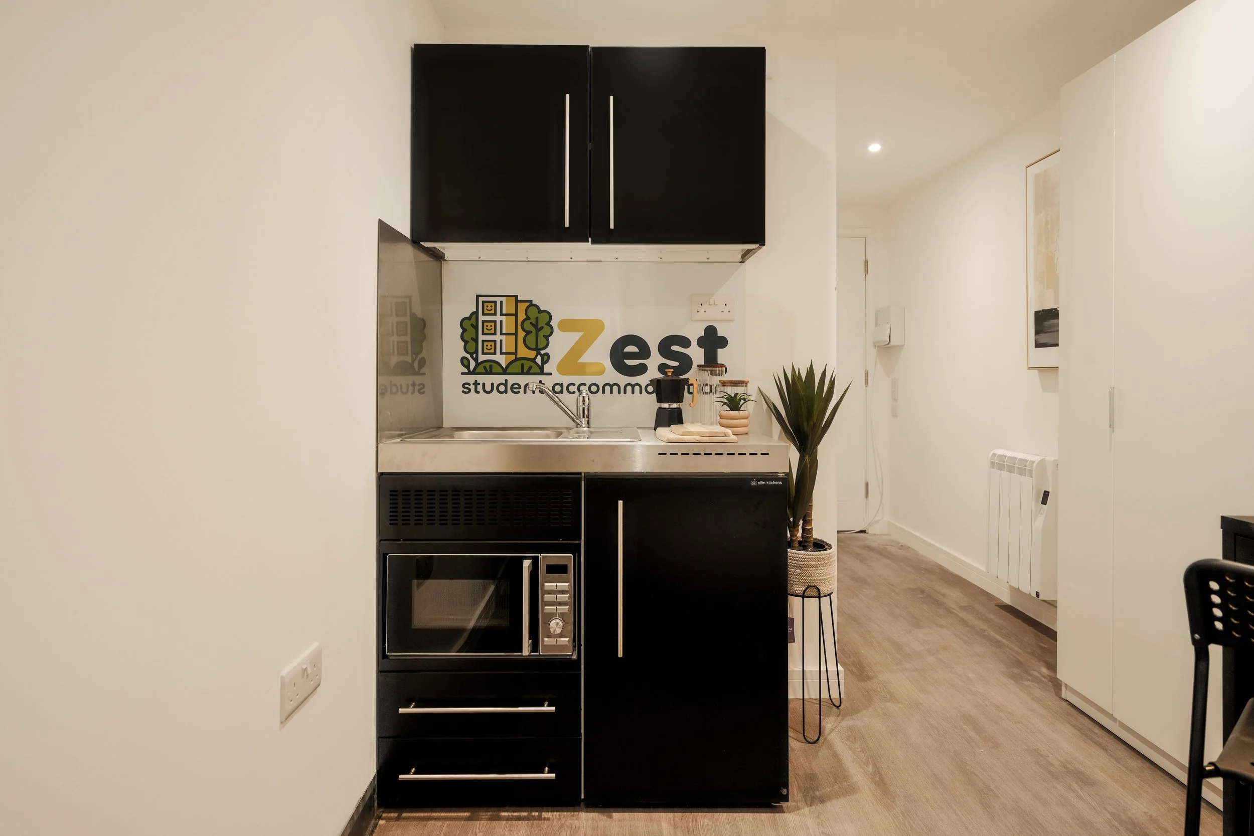 Kitchenette in student studio apartment