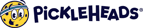 Pickleheads logo with cartoon pickleball face and headband