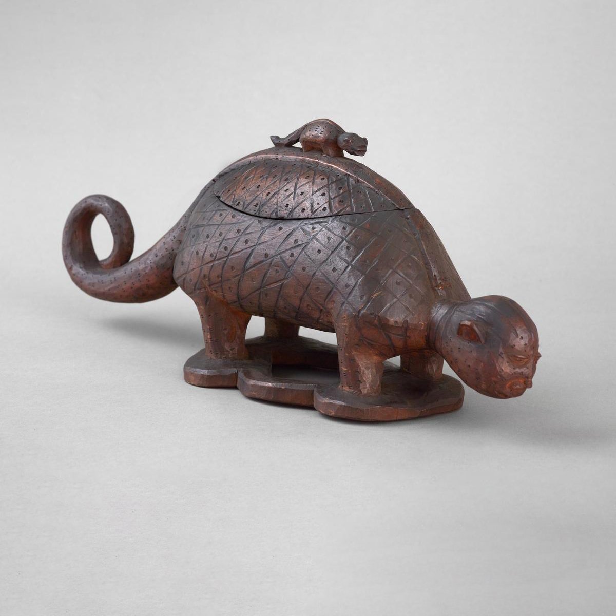 Carved wooden animal vessel from Africa.