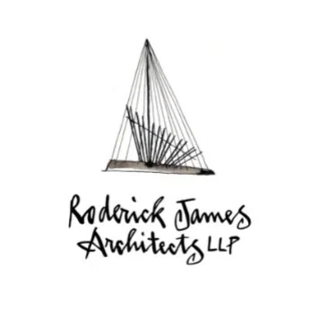 Logo of Roderick James Architects LLP featuring a stylized sailboat with masts and rigging.