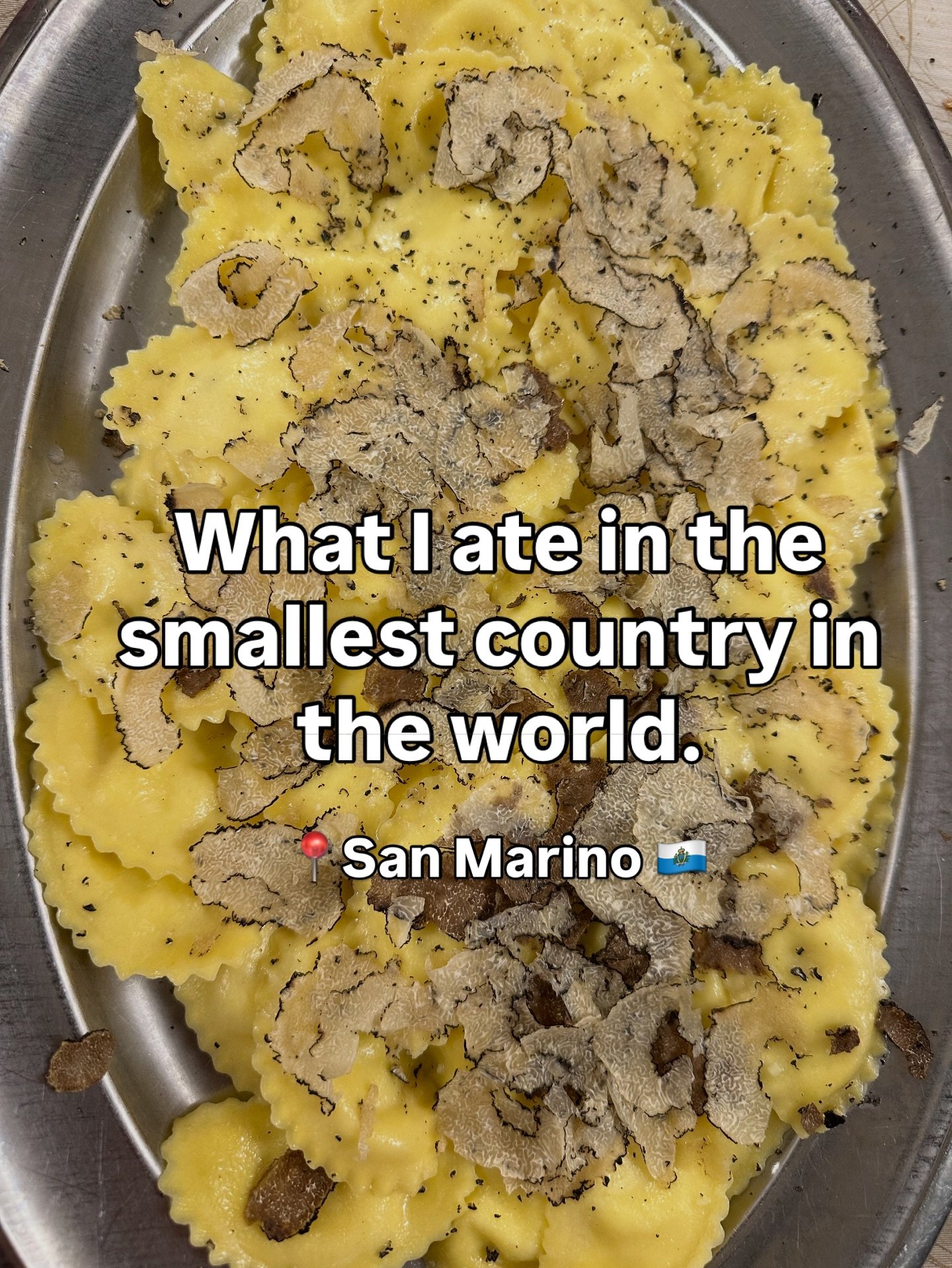 One of my favorite ways to experience a place is through its food.

In San Marino that meant truffle eggs, fresh pasta, and a seafood lunch the next day overlooking the hills.

For such a small country, the food scene surprised me.

Simple ingredient