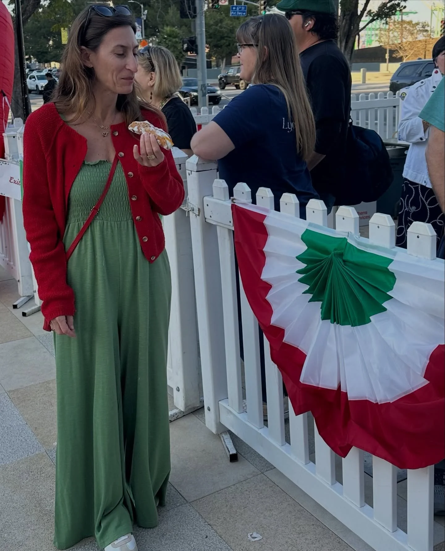 Red, green, and a cannoli 🇮🇹
Happy St. Joseph&rsquo;s Day!
Normally celebrated with zeppole, I&rsquo;ll leave the zeppole and take the cannoli 🇮🇹

@littleitalyoflaassociation 

Next stop: New Orleans! 🎭
Follow along to ride a float with me for a