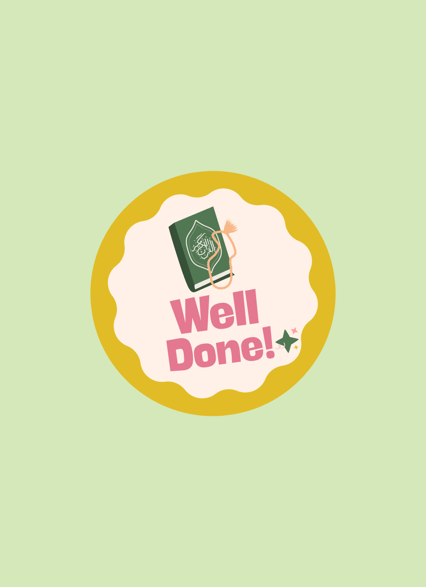 Pink Well Done Quran Stickers - Pack of 70 (25mm Round)